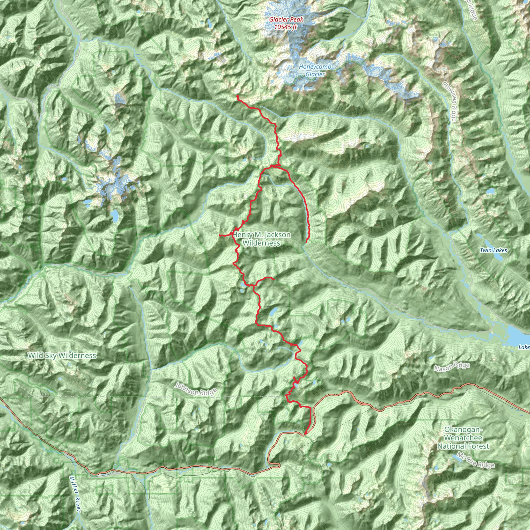 Pacific Crest Trail - Henry M Jackson Wilderness mobile static map