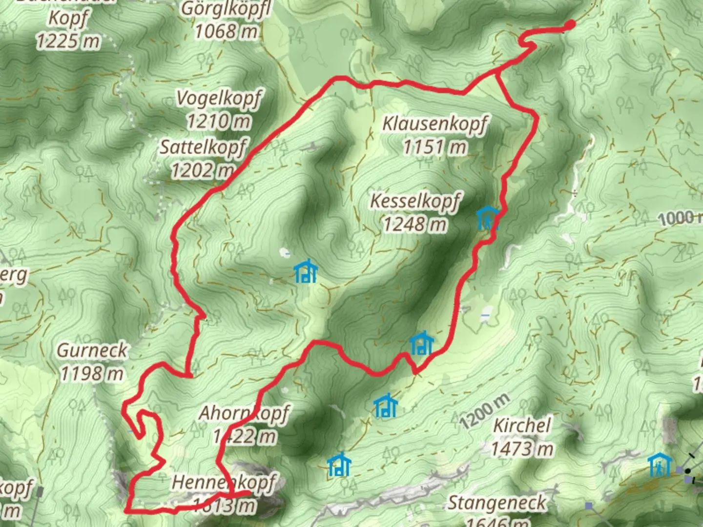 An image depicting the trail Tiefentalalm, Hennenkopf and Probstenwand and Kirchsteinhutte Loop and its surrounding area.