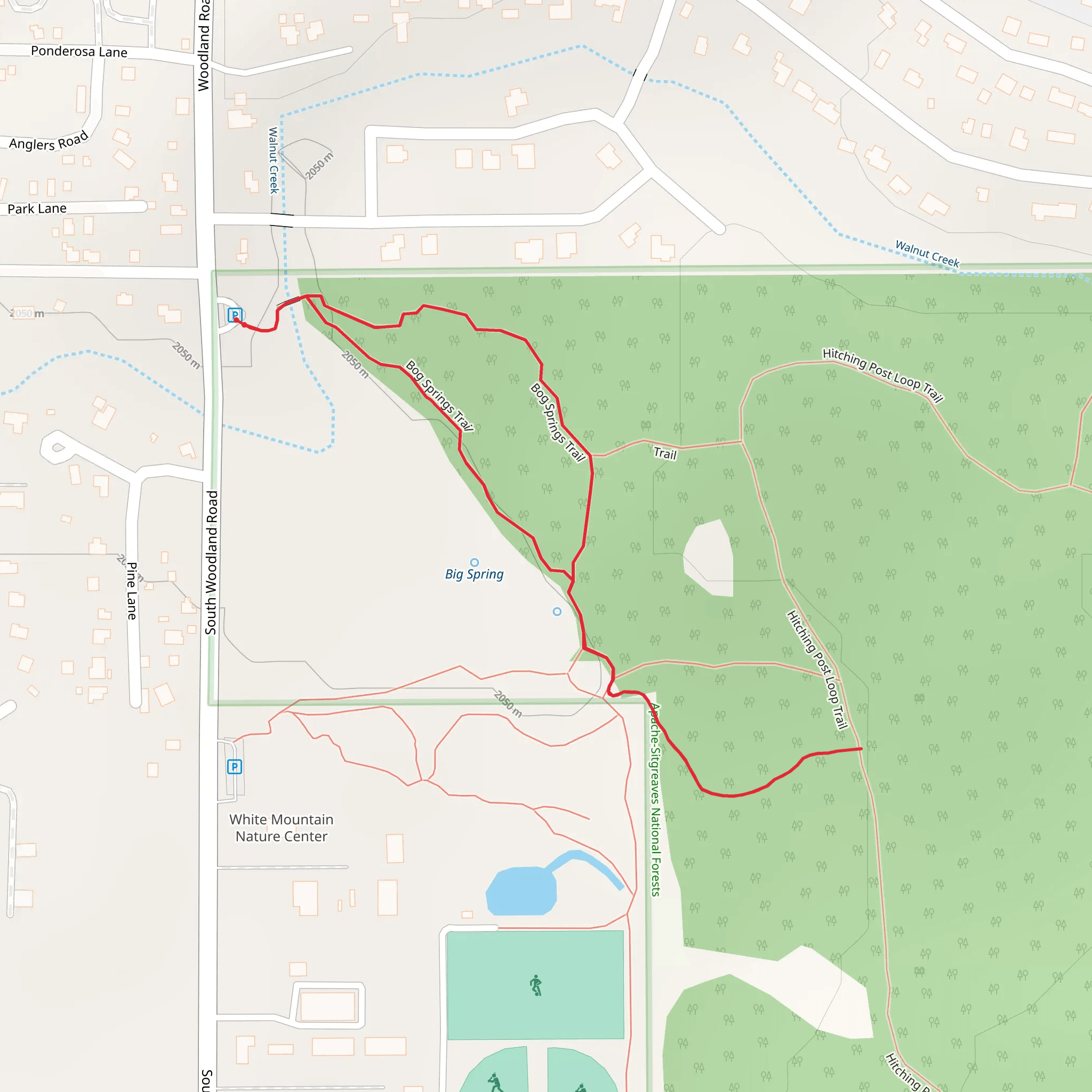 South Big Springs Connector Trail via Bog Springs Loop Trail mobile static map