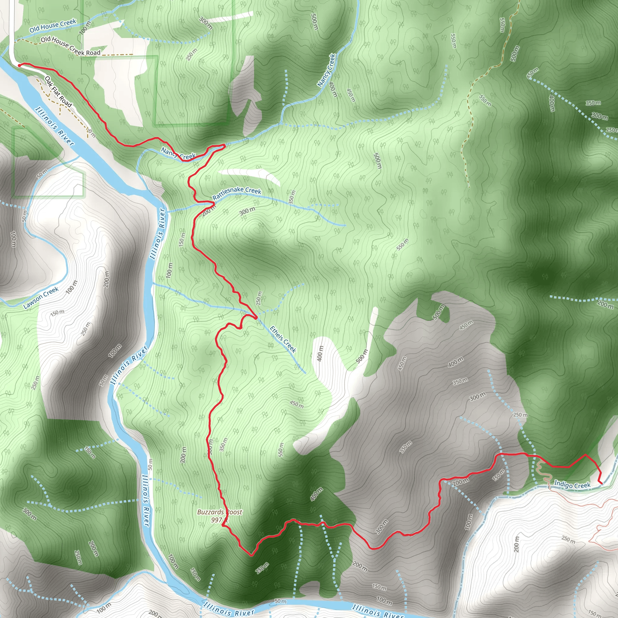 Indian Flat via Illinois River Trail mobile static map