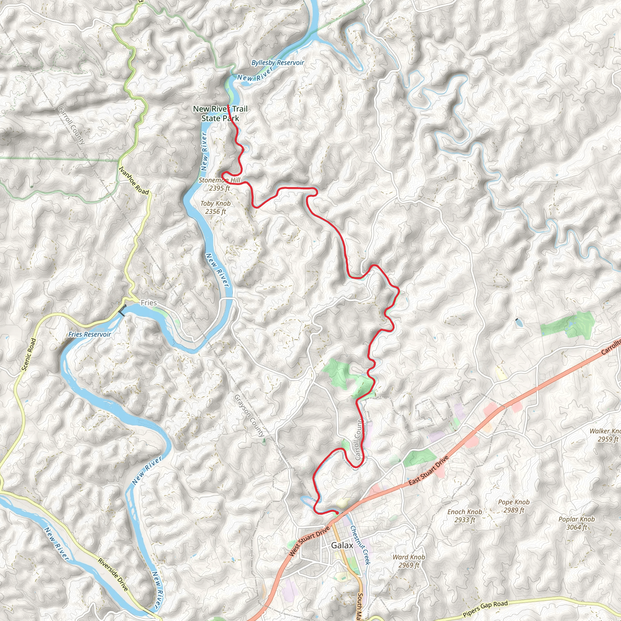 New River Trail from Galax mobile static map