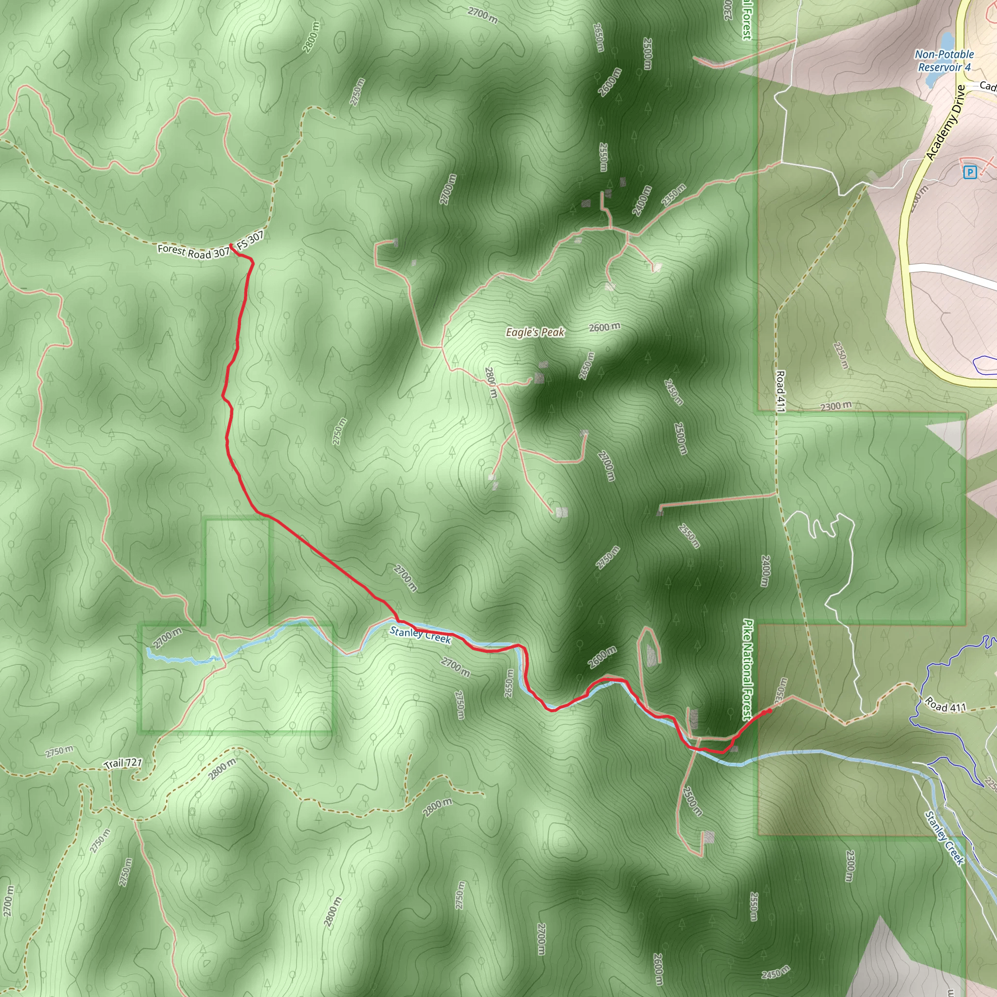 Stanley Canyon Trail mobile static map