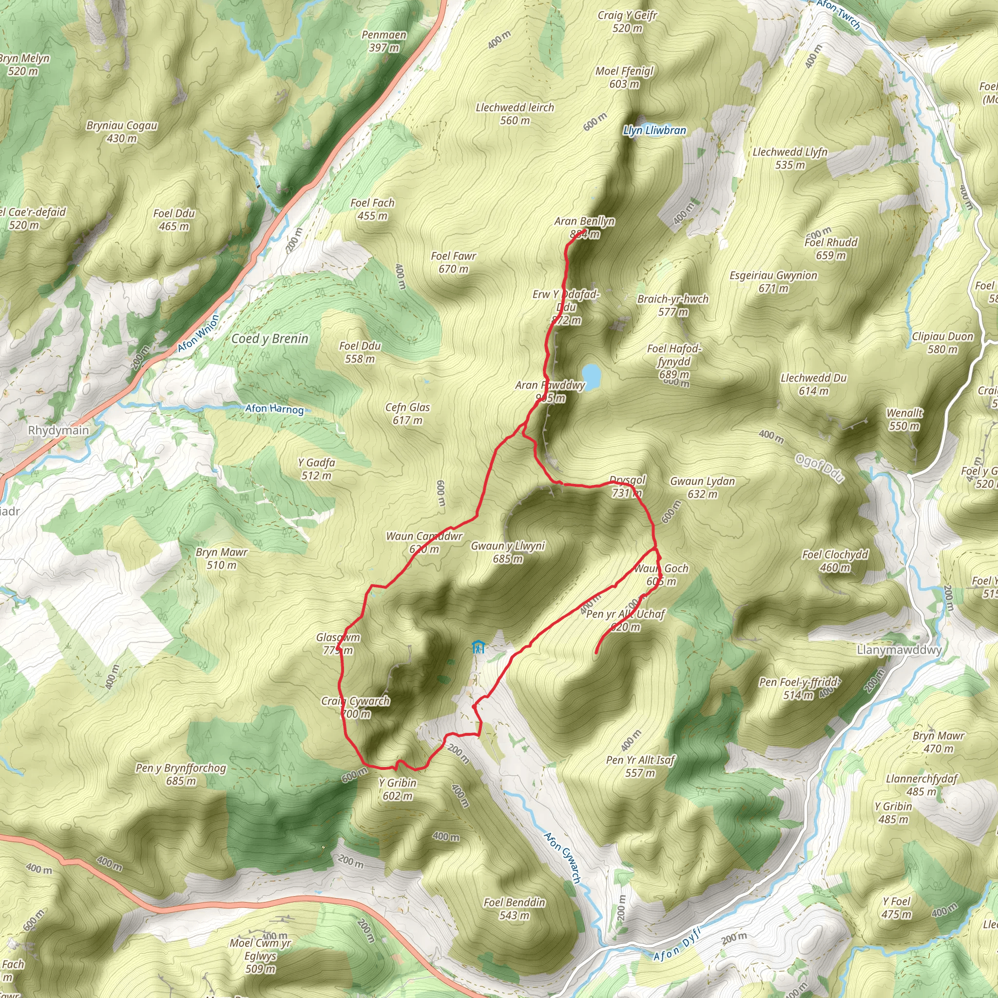 The Arans from Cwm Cywarch mobile static map