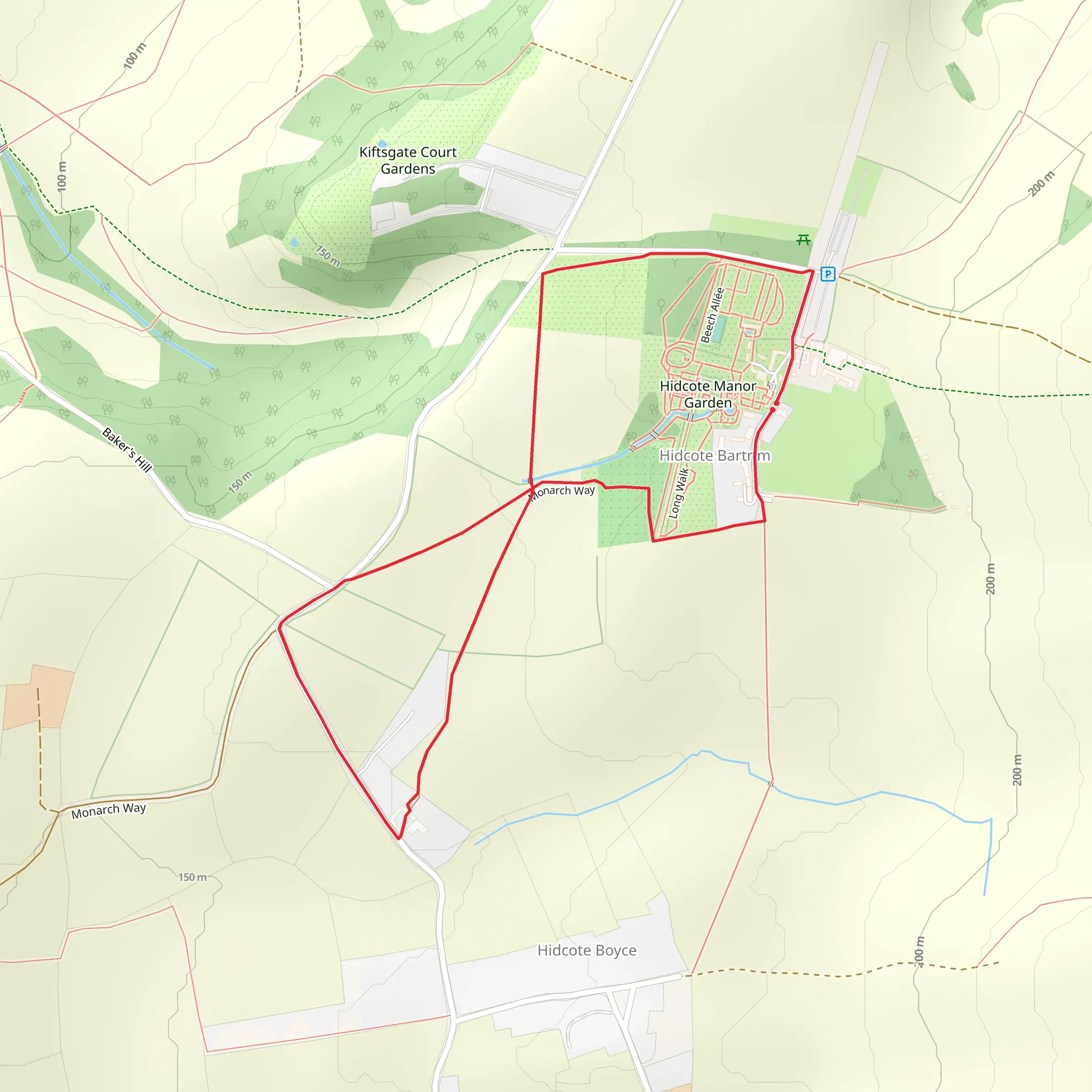 Hidcote Manor Garden Loop mobile static map