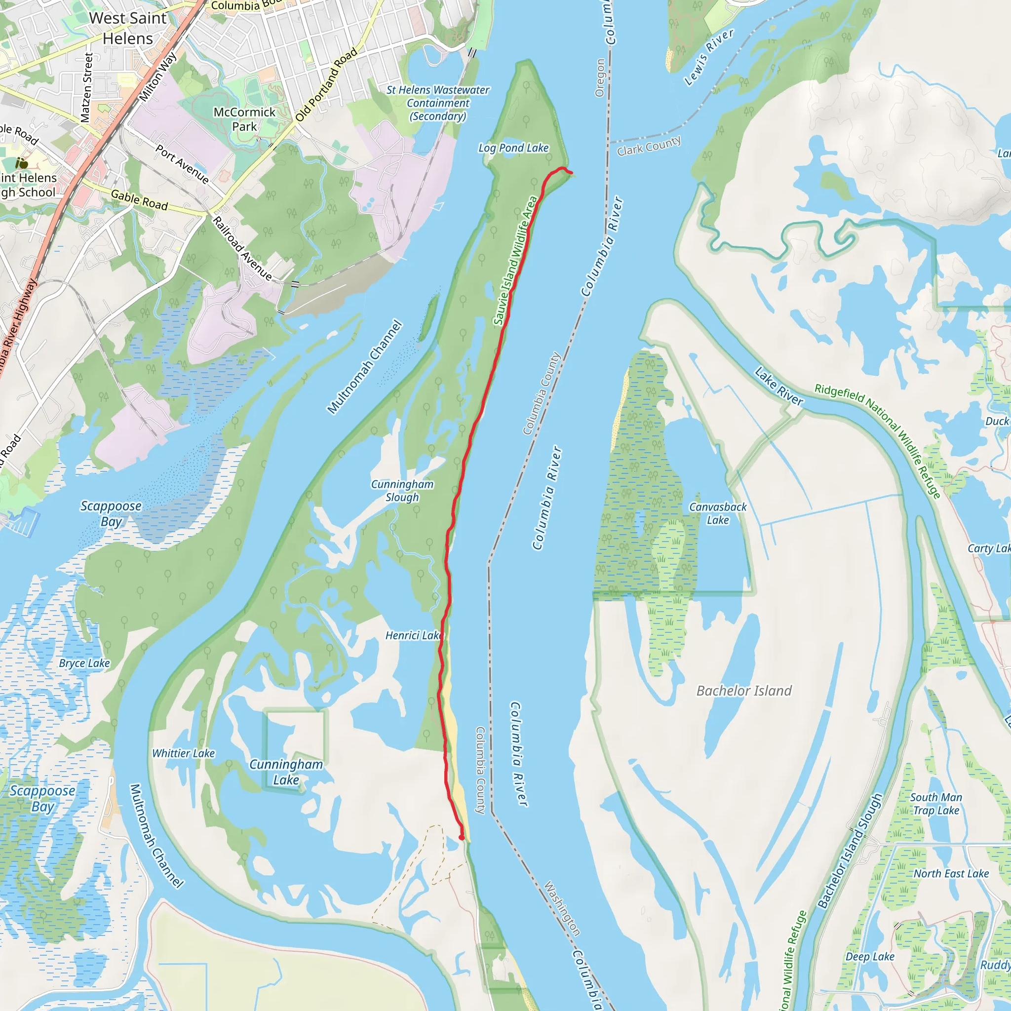 Warrior Rock Lighthouse Trail mobile static map