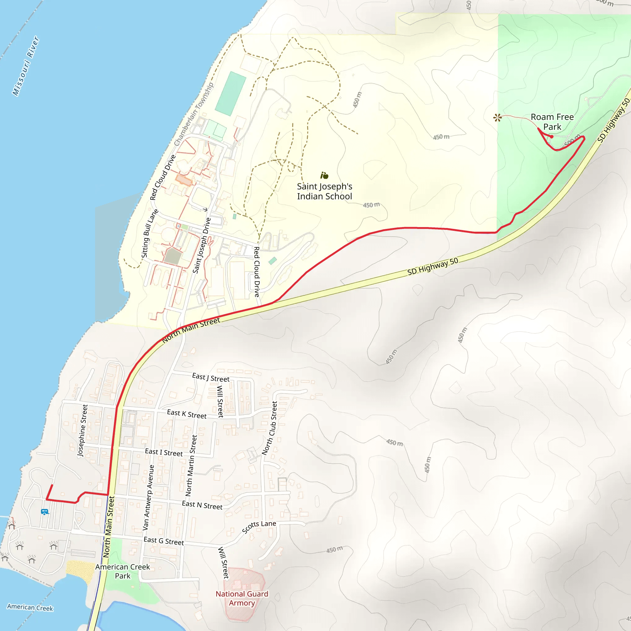 Walk to American Creek Campground mobile static map
