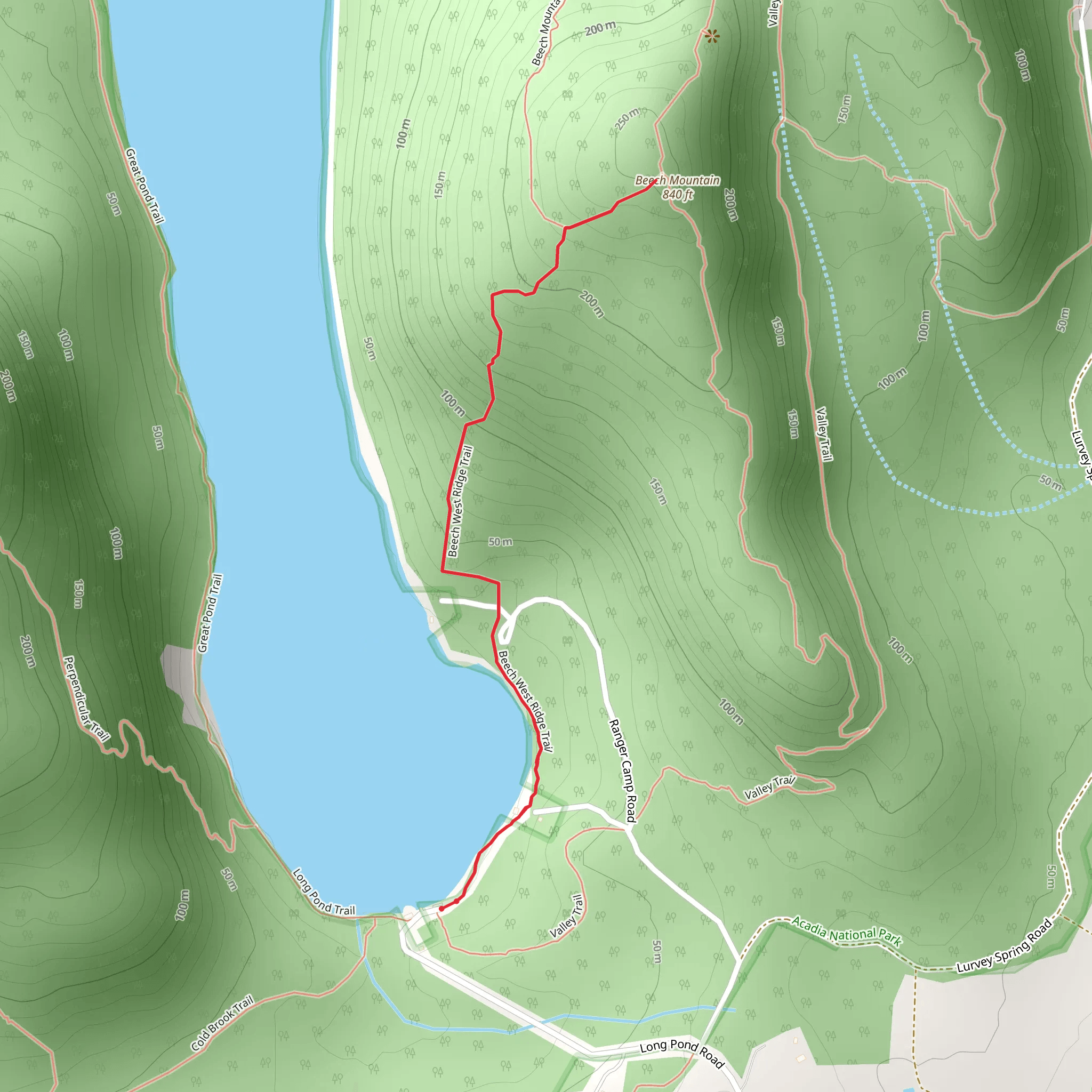 Beech Mountain from Long Pond mobile static map