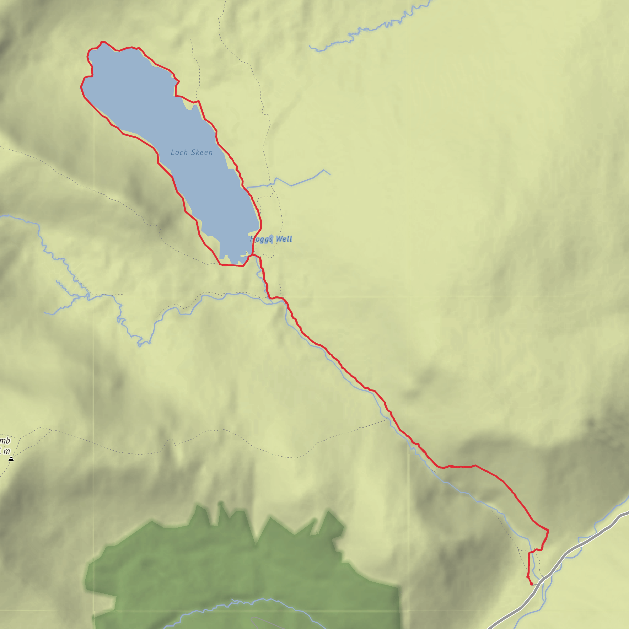 Grey Mare's tail waterfall and Loch Skeen mobile static map