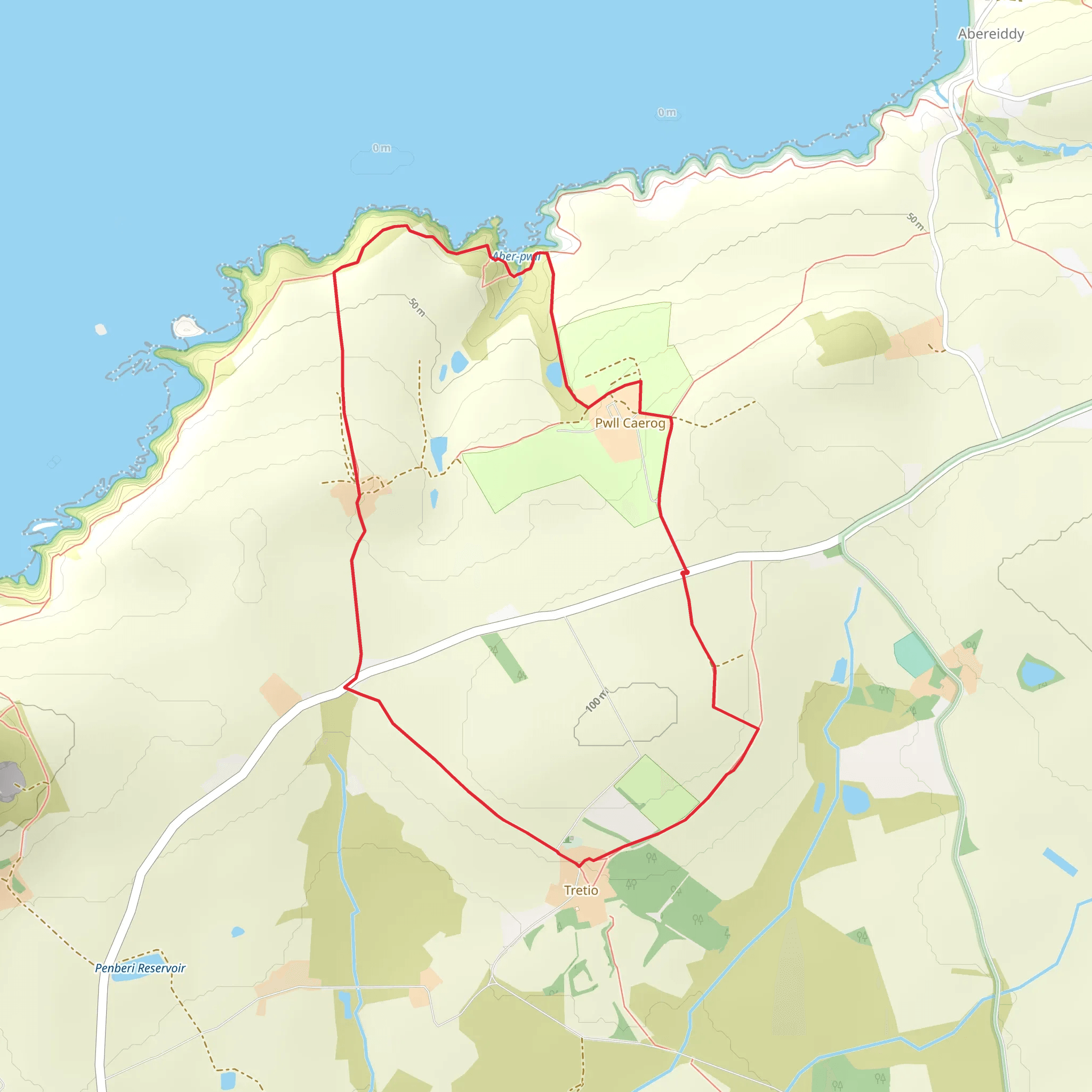 Tretio - Pwllcaerog mobile static map