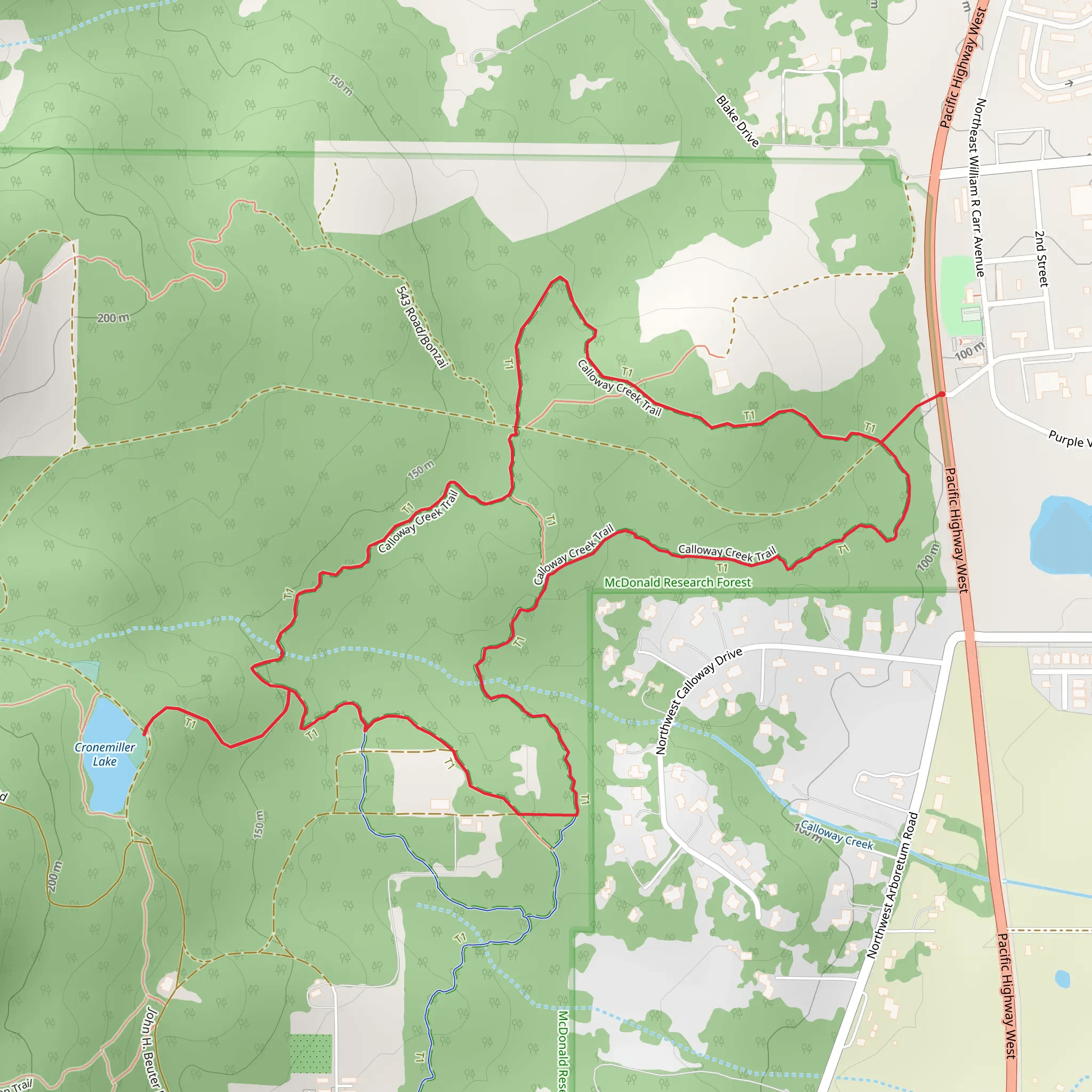 Cronemiller Lake and Calloway Creek Trail Loop mobile static map