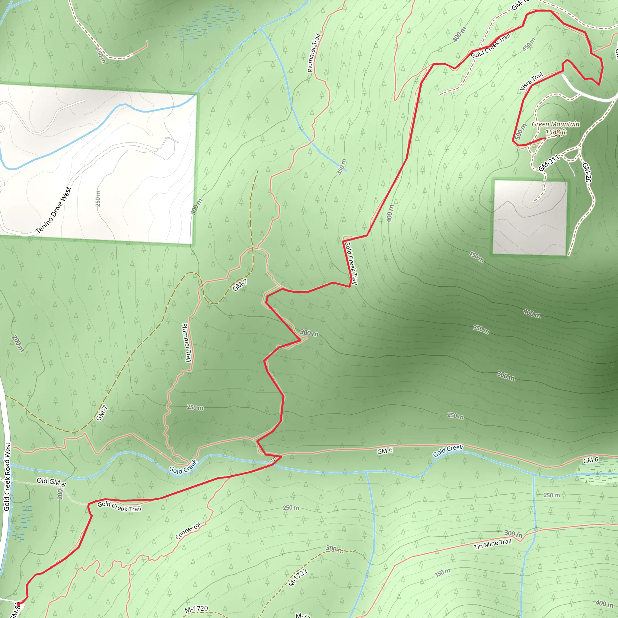 Green Mountain via Gold Creek Trail mobile static map