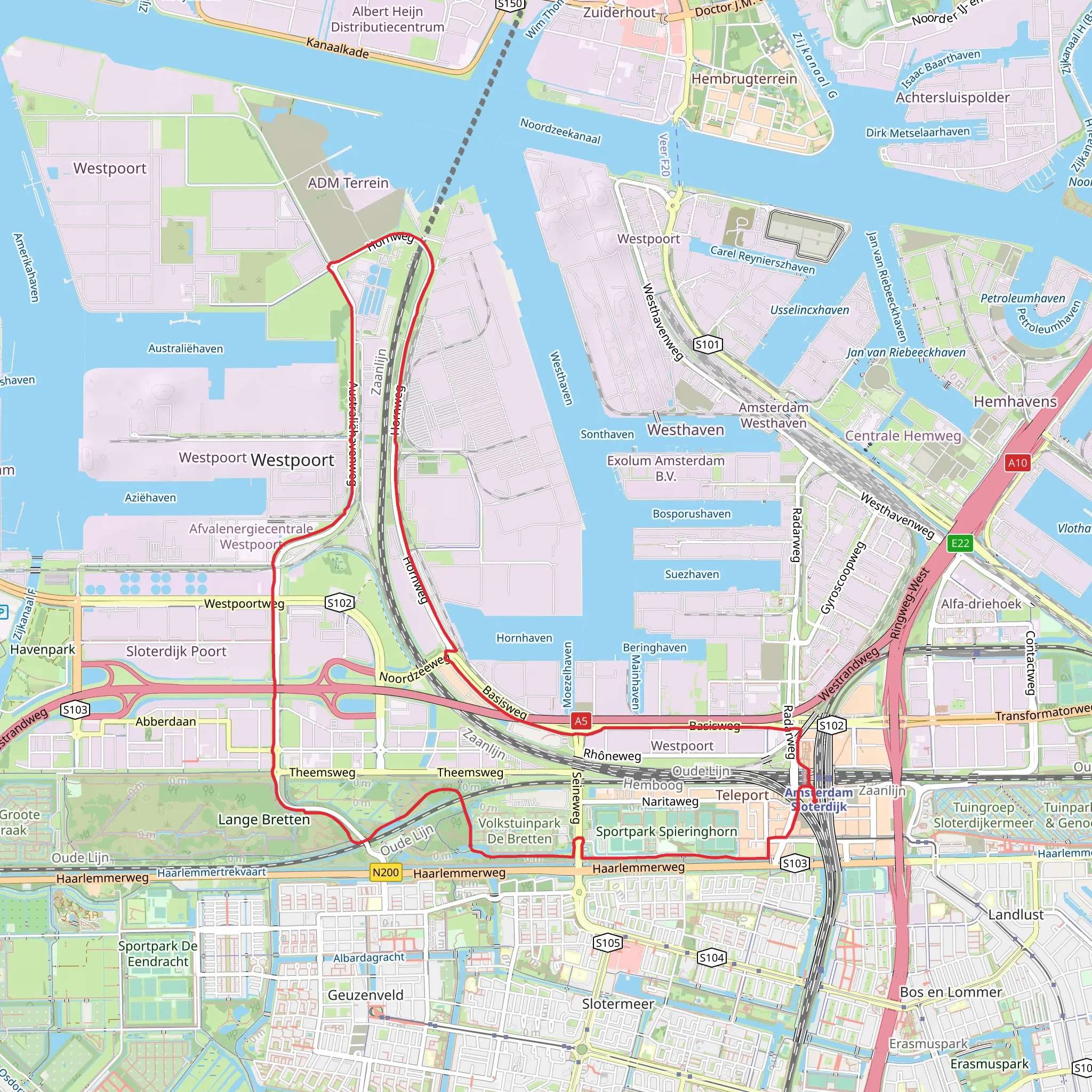 Horn Weg and Brettenpad Loop mobile static map