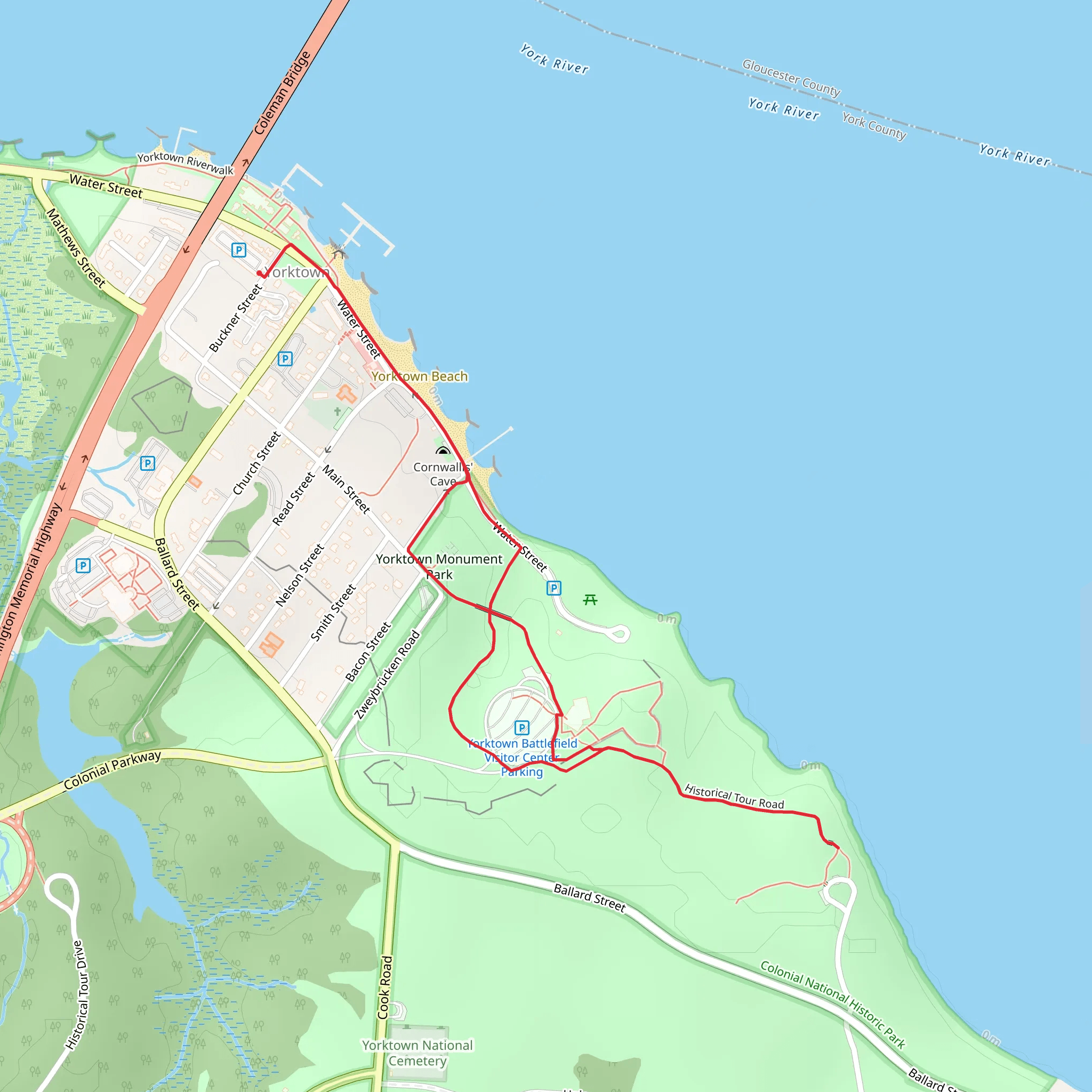 Yorktown River Park Loop mobile static map