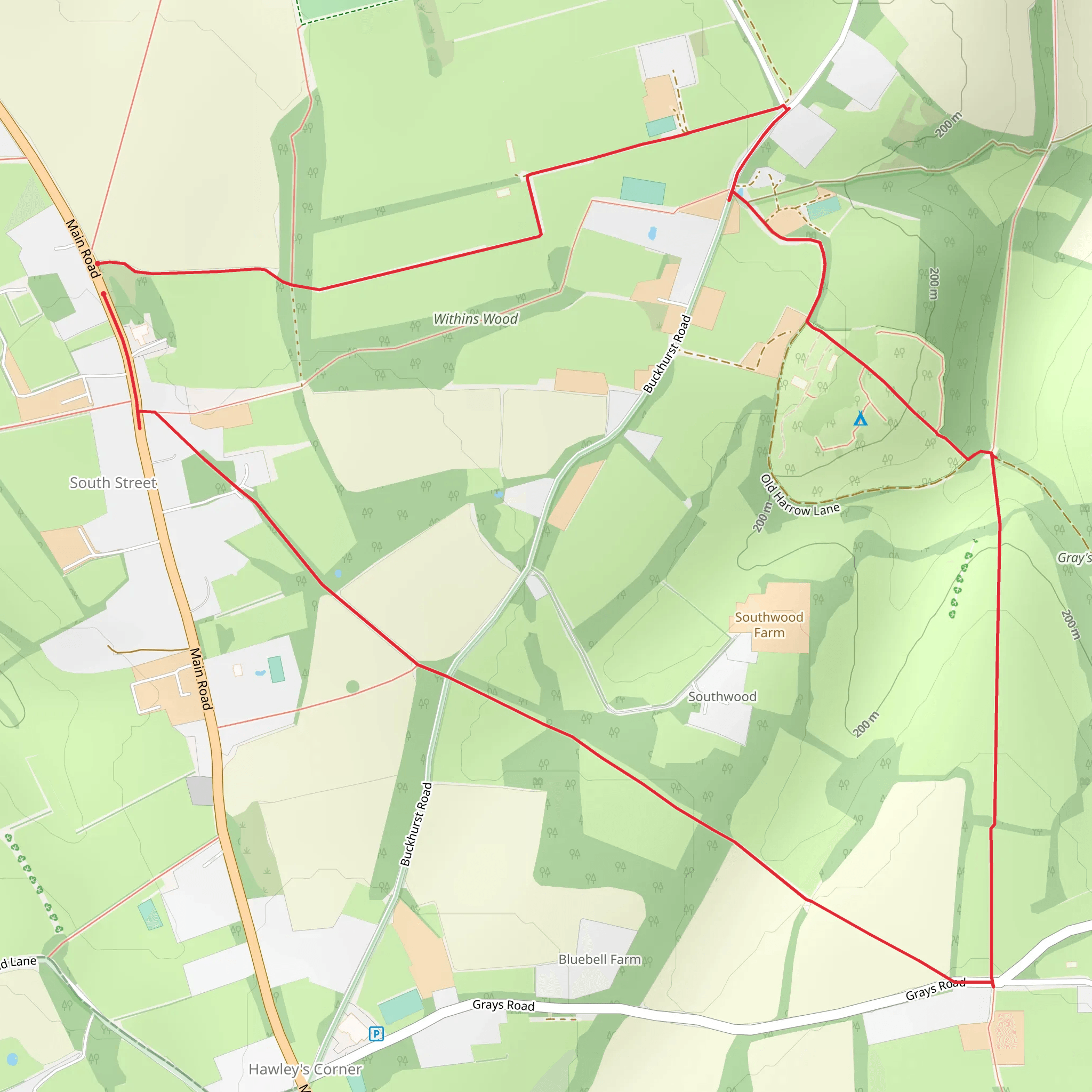 Bromley - Short loop homee from South Street and Biggin Hill mobile static map