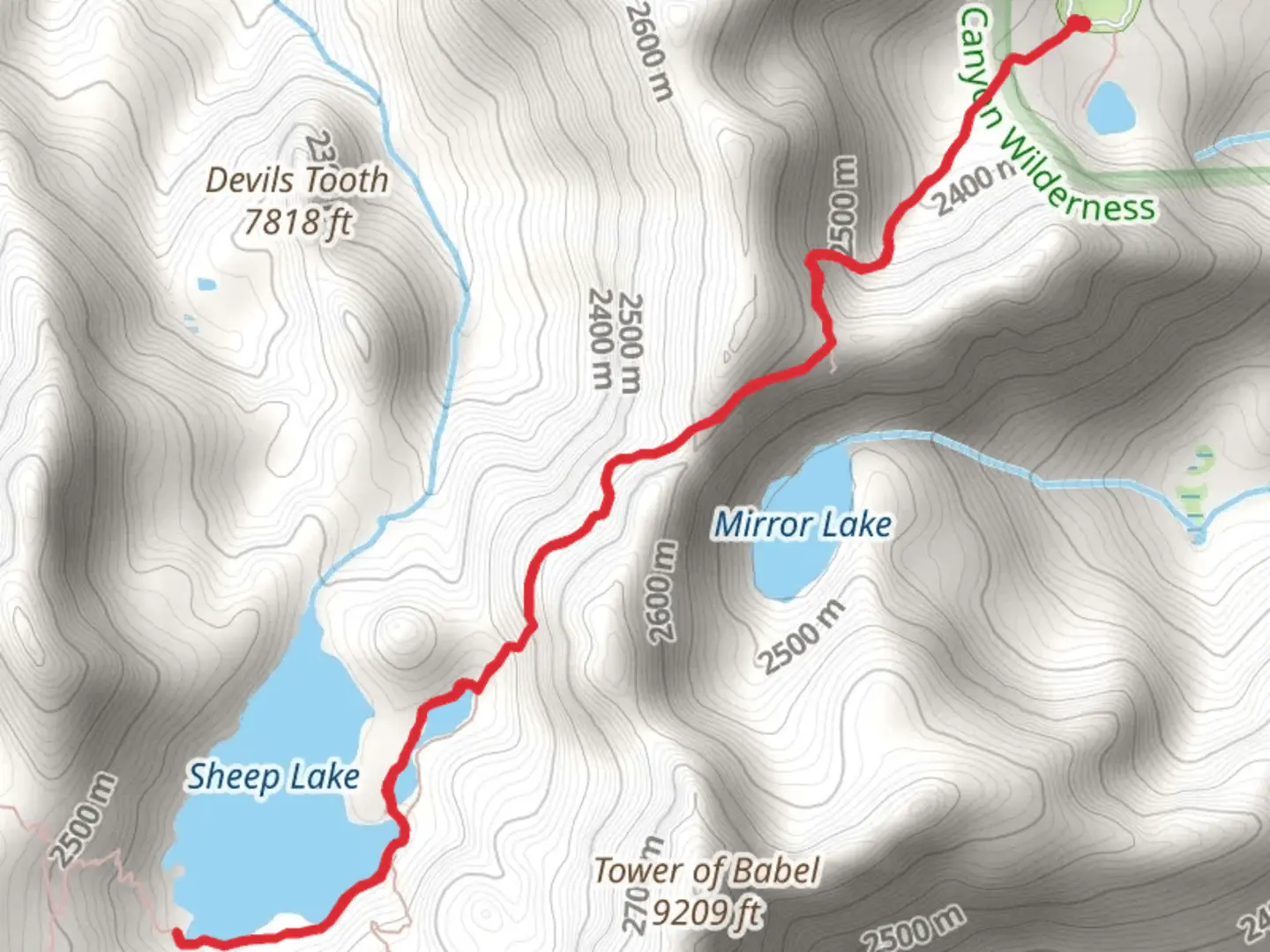 An image depicting the trail Sheep Lake Short Route and its surrounding area.