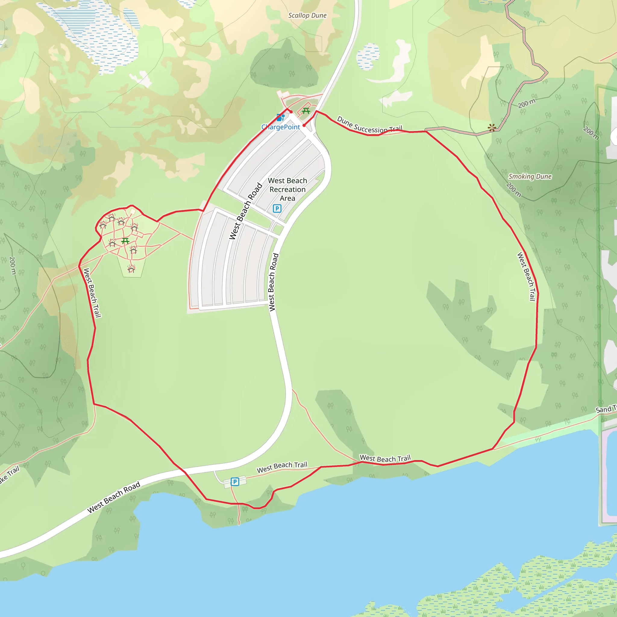 West Beach Trail mobile static map