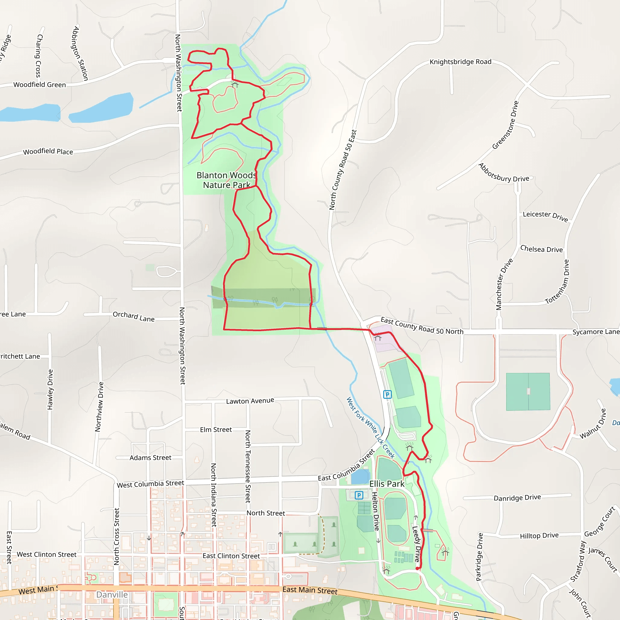 Blanton Woods Nature Park Loop mobile static map