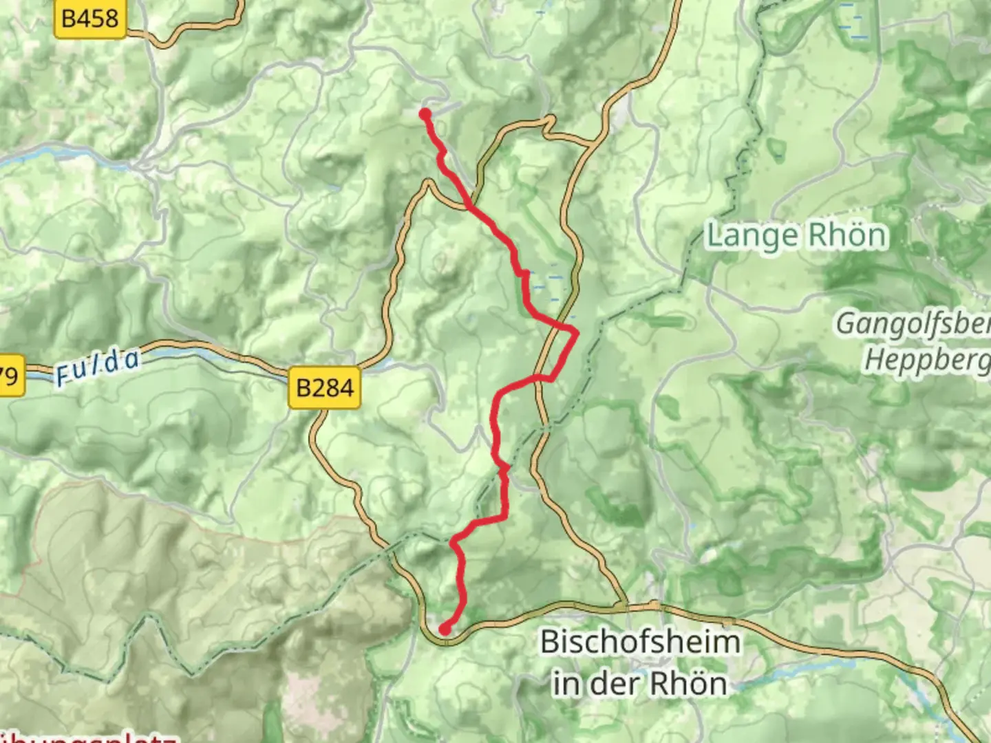 An image depicting the trail Oberweißenbrunn to Wasserkuppe Airport Walk and its surrounding area.