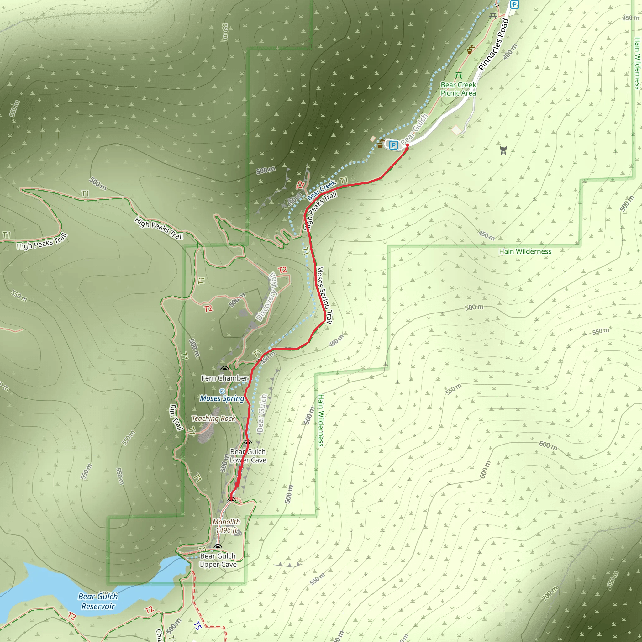 Bear Gulch Cave Trail mobile static map