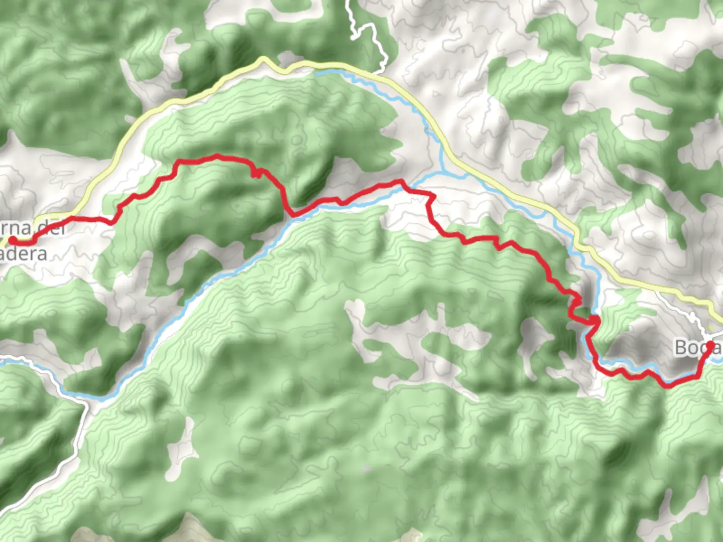An image depicting the trail Historical Road Paterna - Bogarra and its surrounding area.