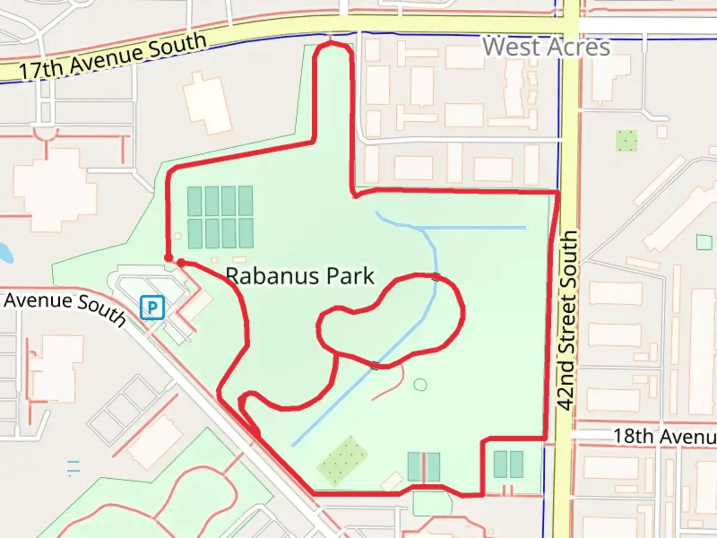 An image depicting the trail Rabanus Park Loop and its surrounding area.