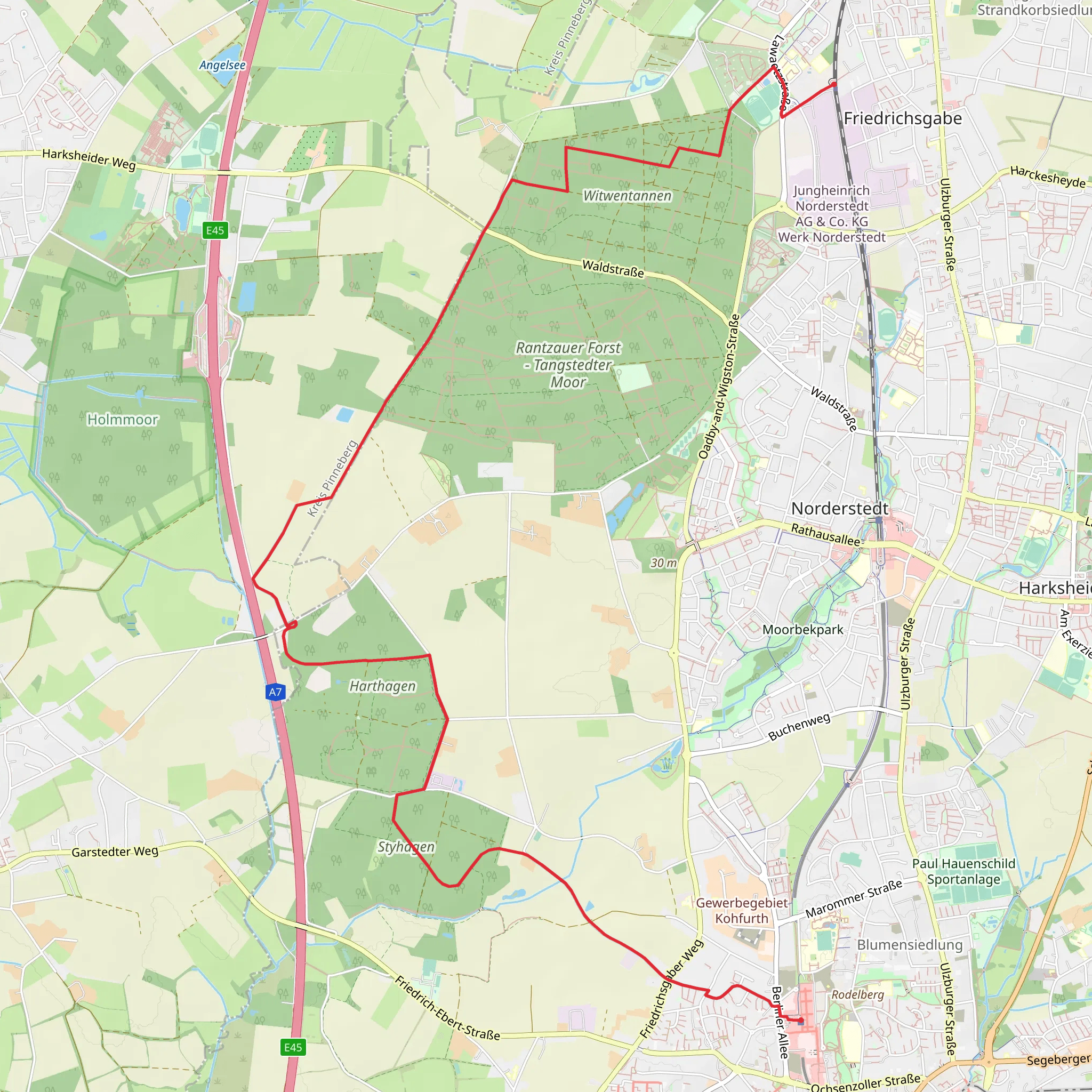 Friedrichsgabe to Garstedt Walk mobile static map