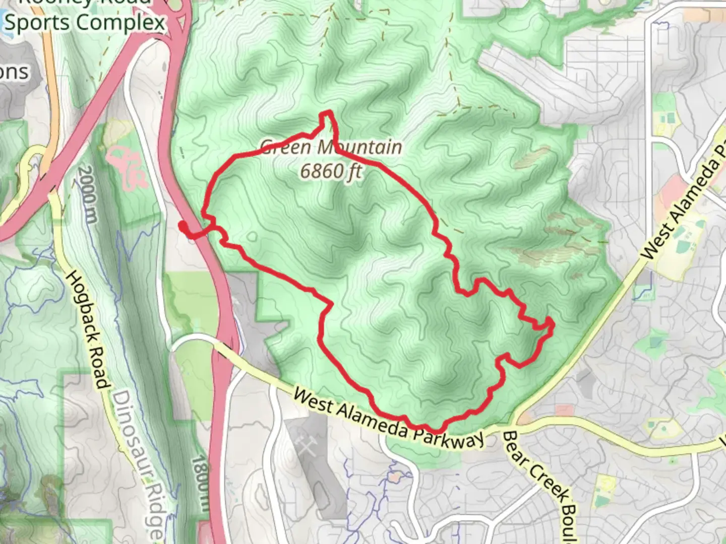 An image depicting the trail Green Mountain - William Frederick Hayden Park Loop and its surrounding area.