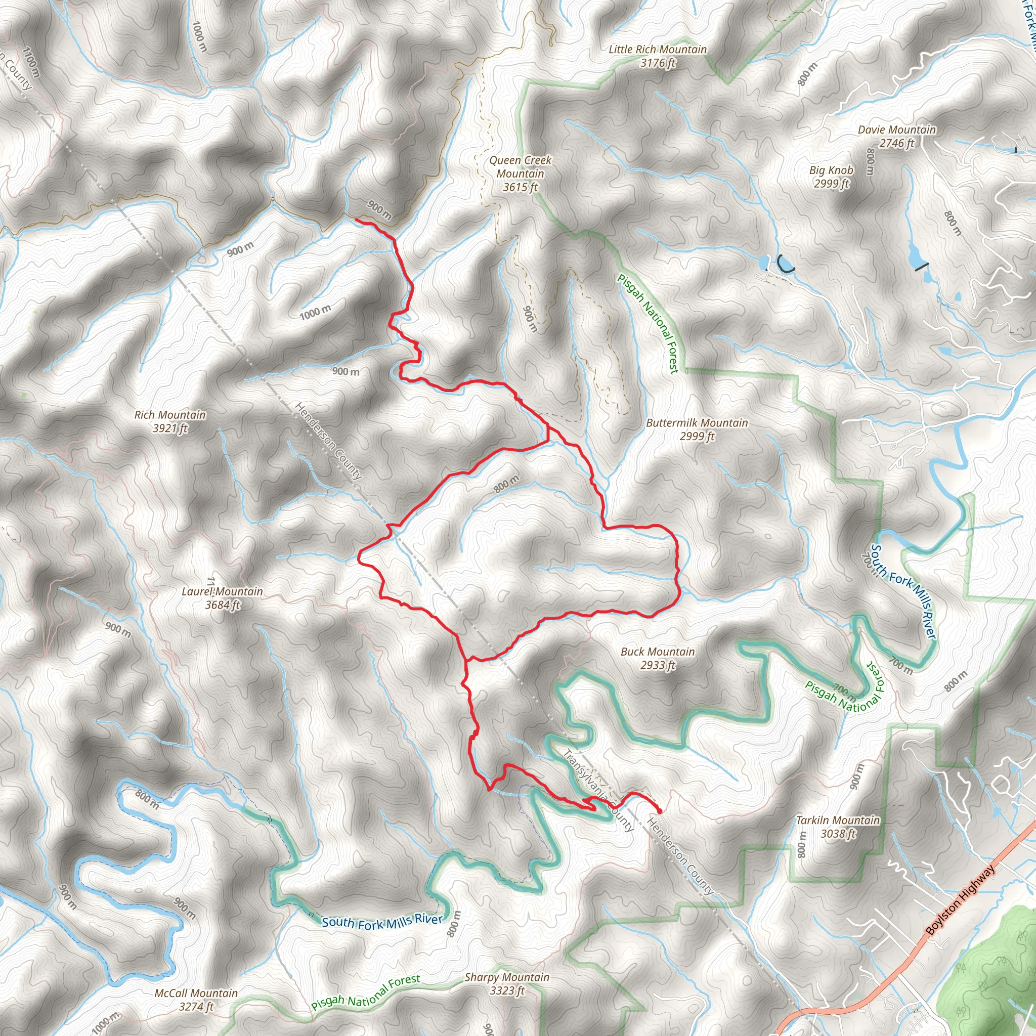 South Mills River and Bradley Creek Trail Loop mobile static map