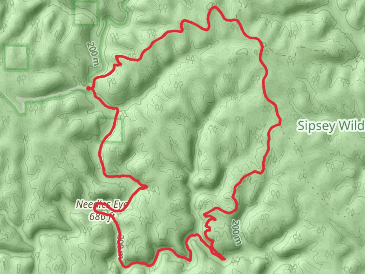 An image depicting the trail Sipsey Wild Hiking, Bunyan Hill Wild Hiking and Northwest Wild Loop Trail and its surrounding area.