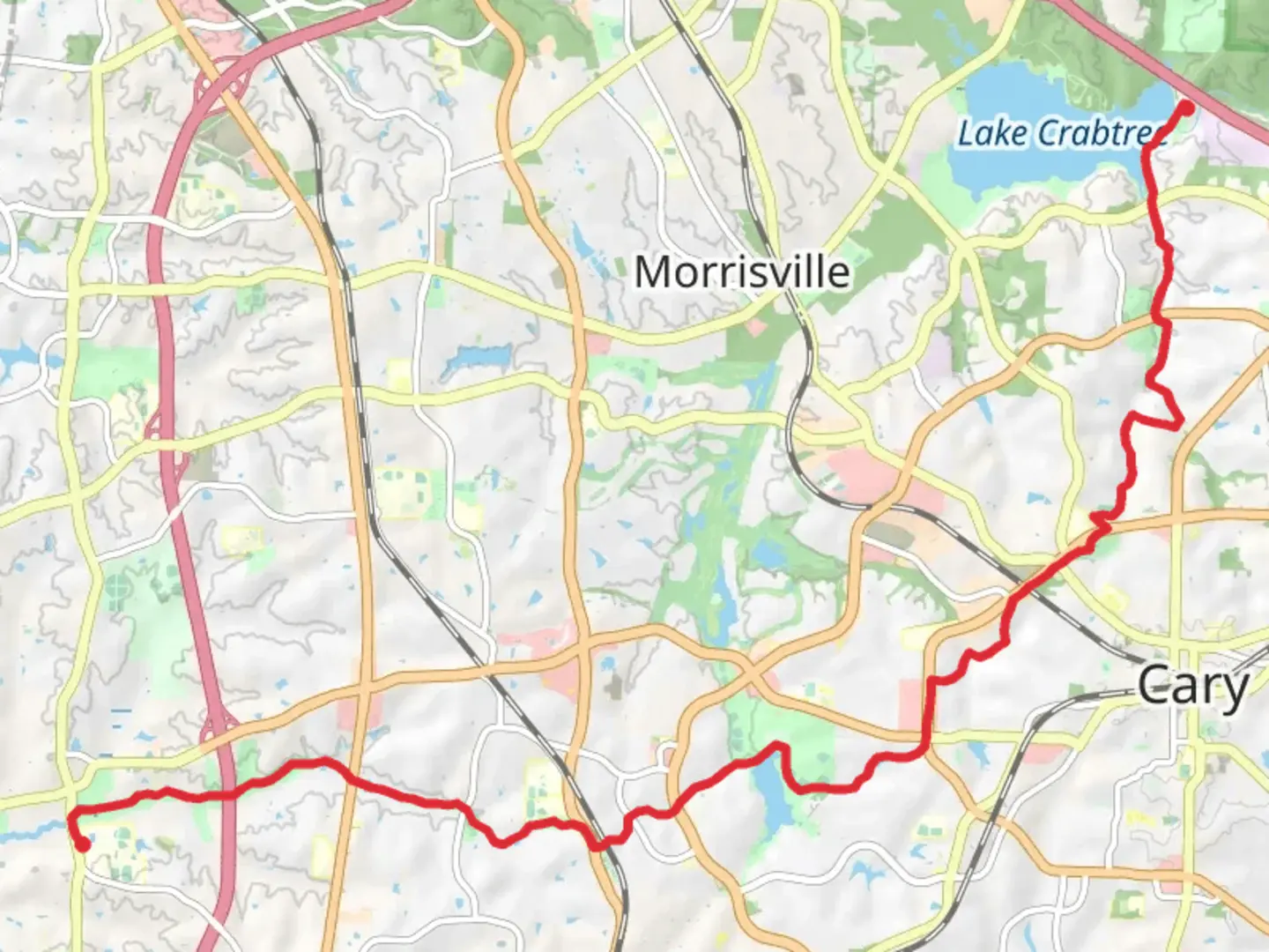 An image depicting the trail White Oak Creek Greenway and Black Creek Greenway and its surrounding area.