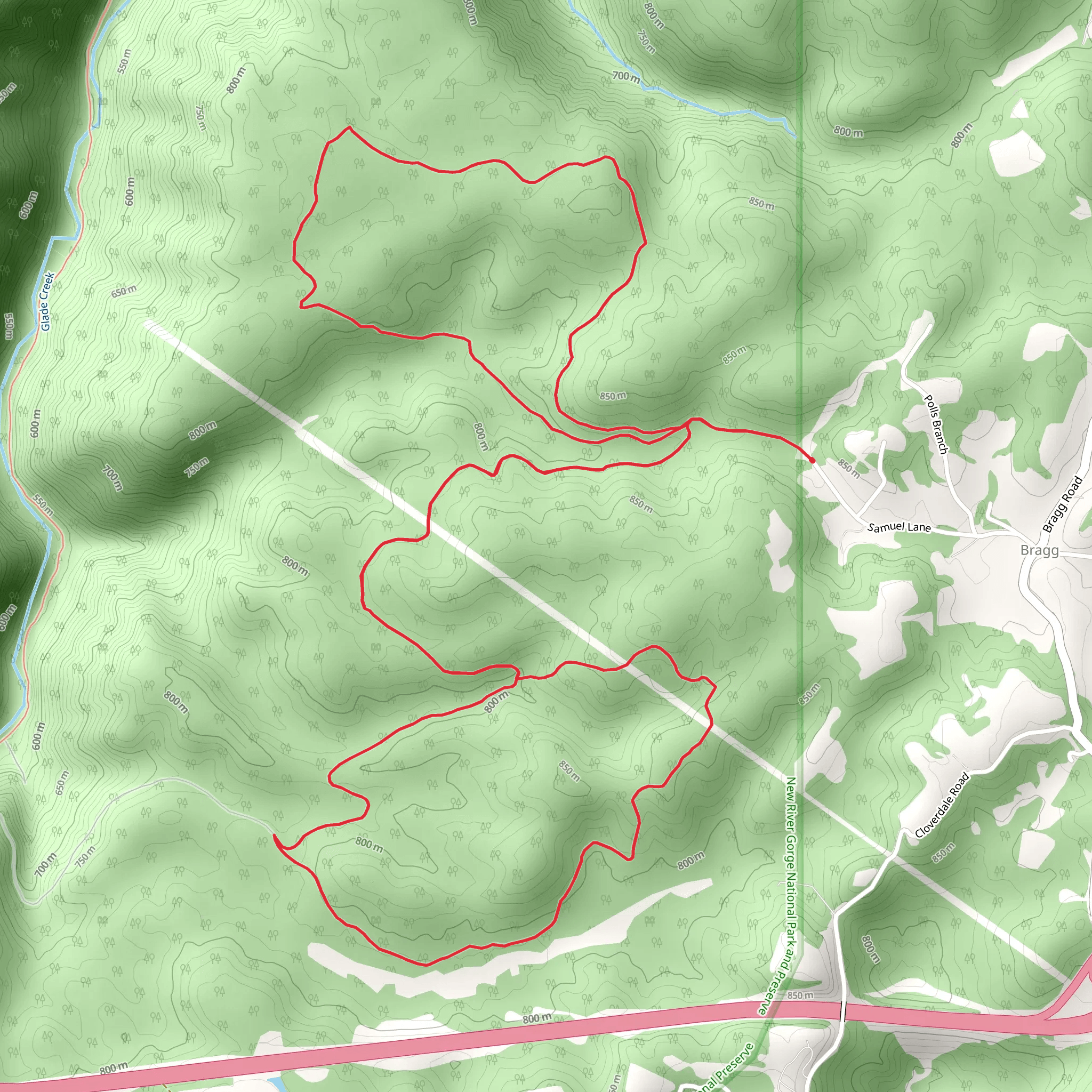 Polls Plateau and Kate's Plateau Loop Trail mobile static map