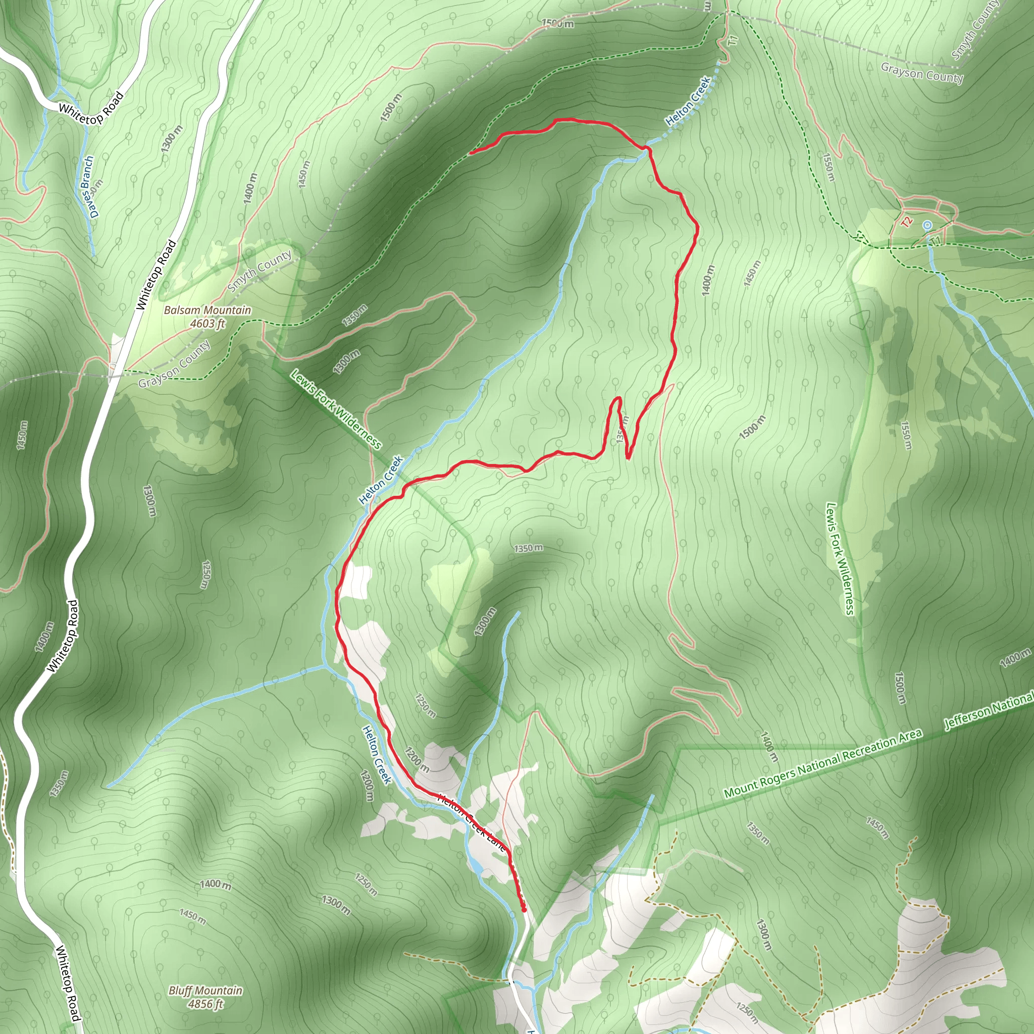 Helton Creek Trail mobile static map