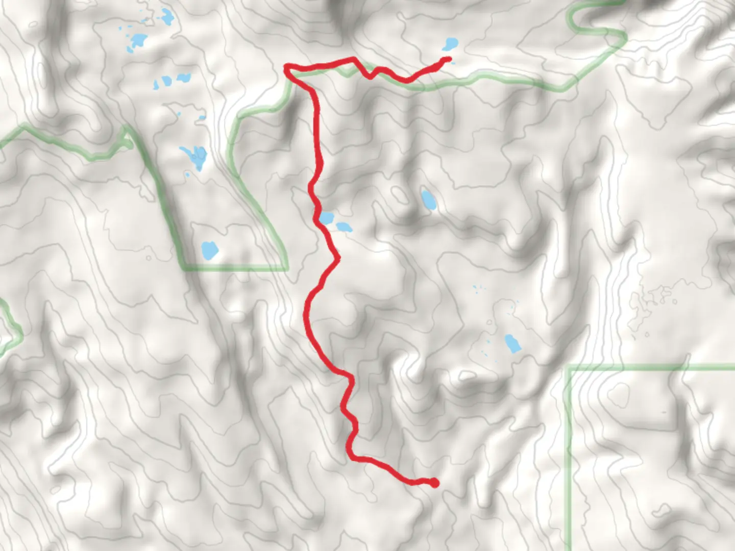An image depicting the trail Flat Top Mountain and Bollie Lake and its surrounding area.