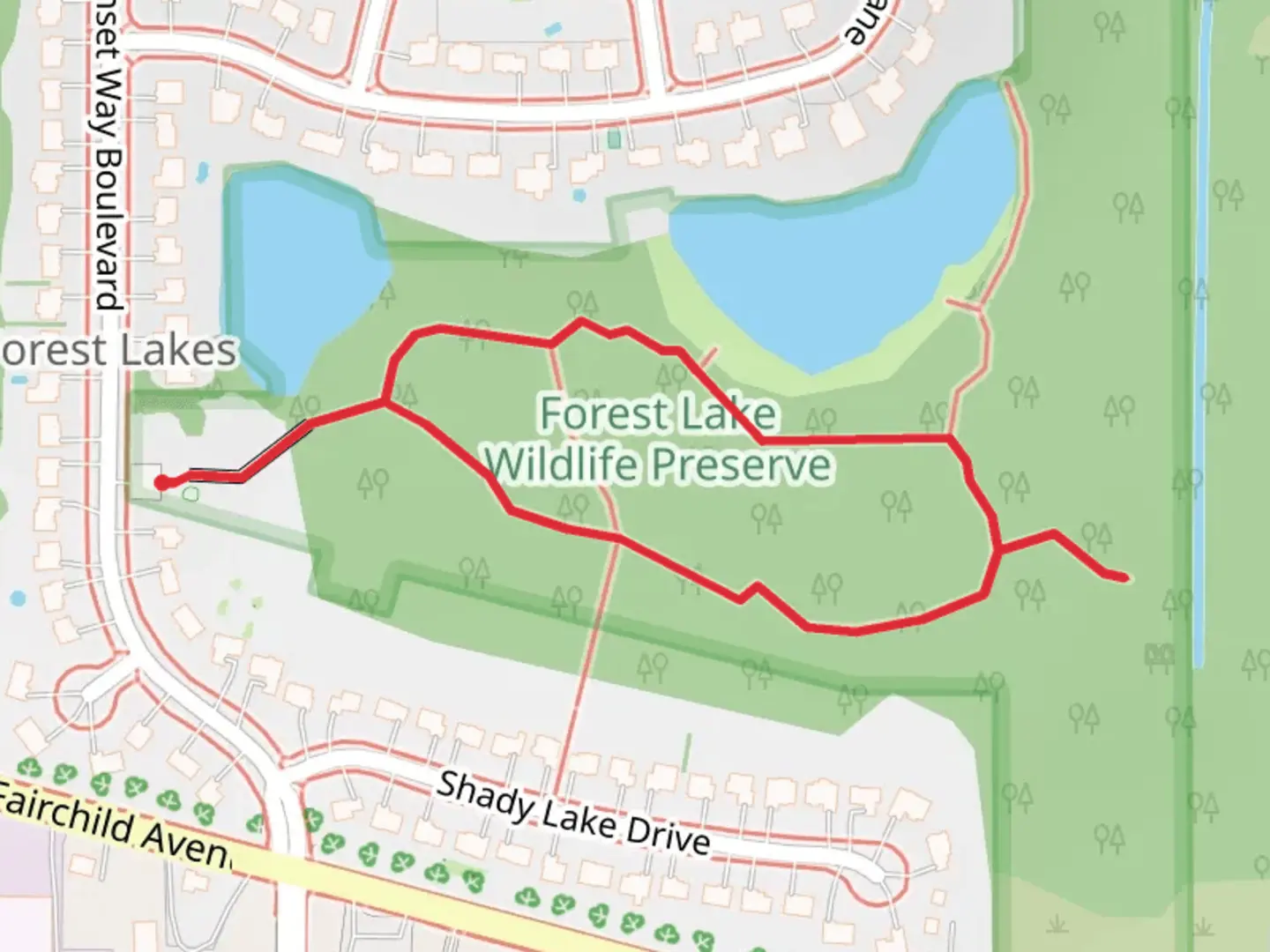 An image depicting the trail Sunset Way Boulevard Loop and its surrounding area.