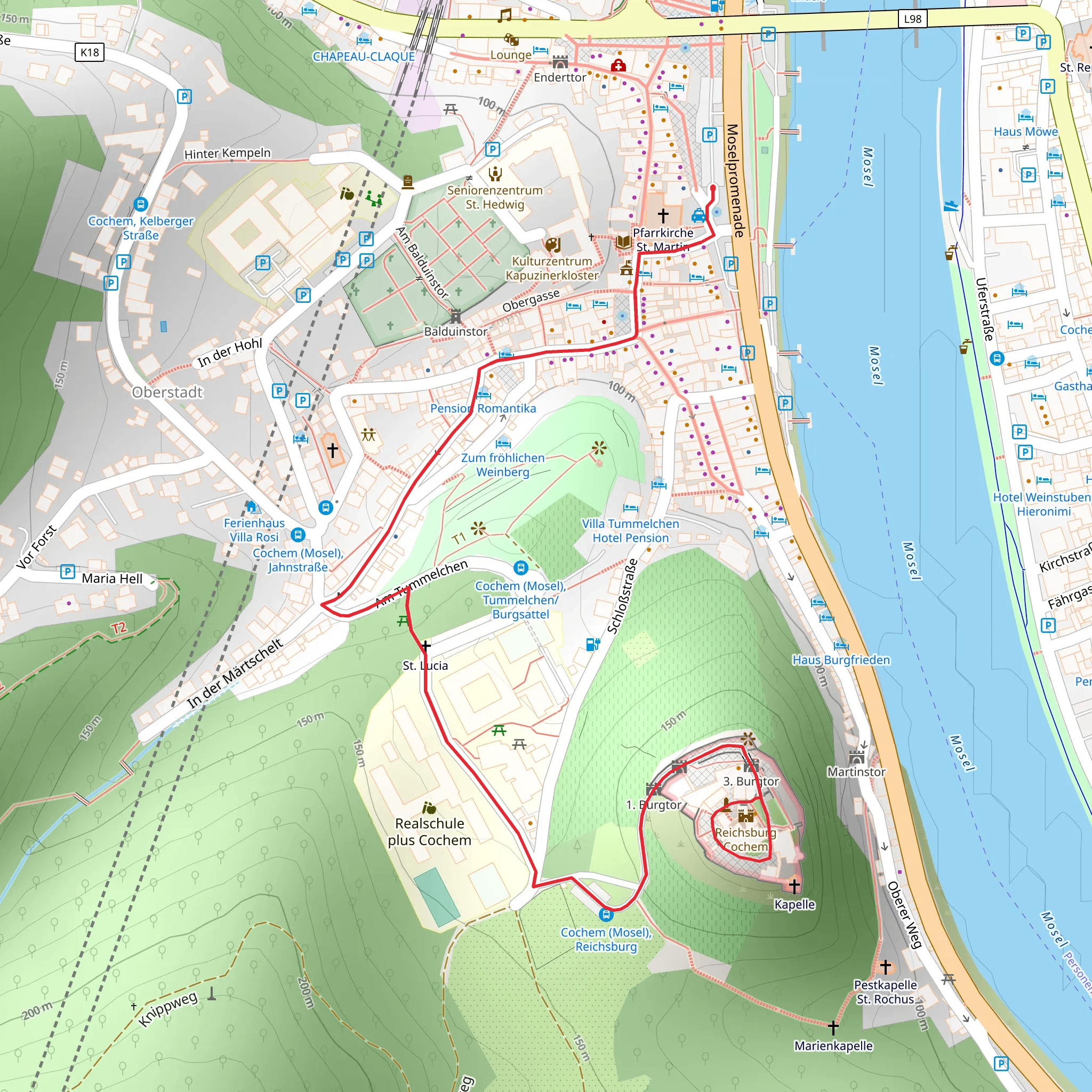 Cochem Castle Loop Walk mobile static map