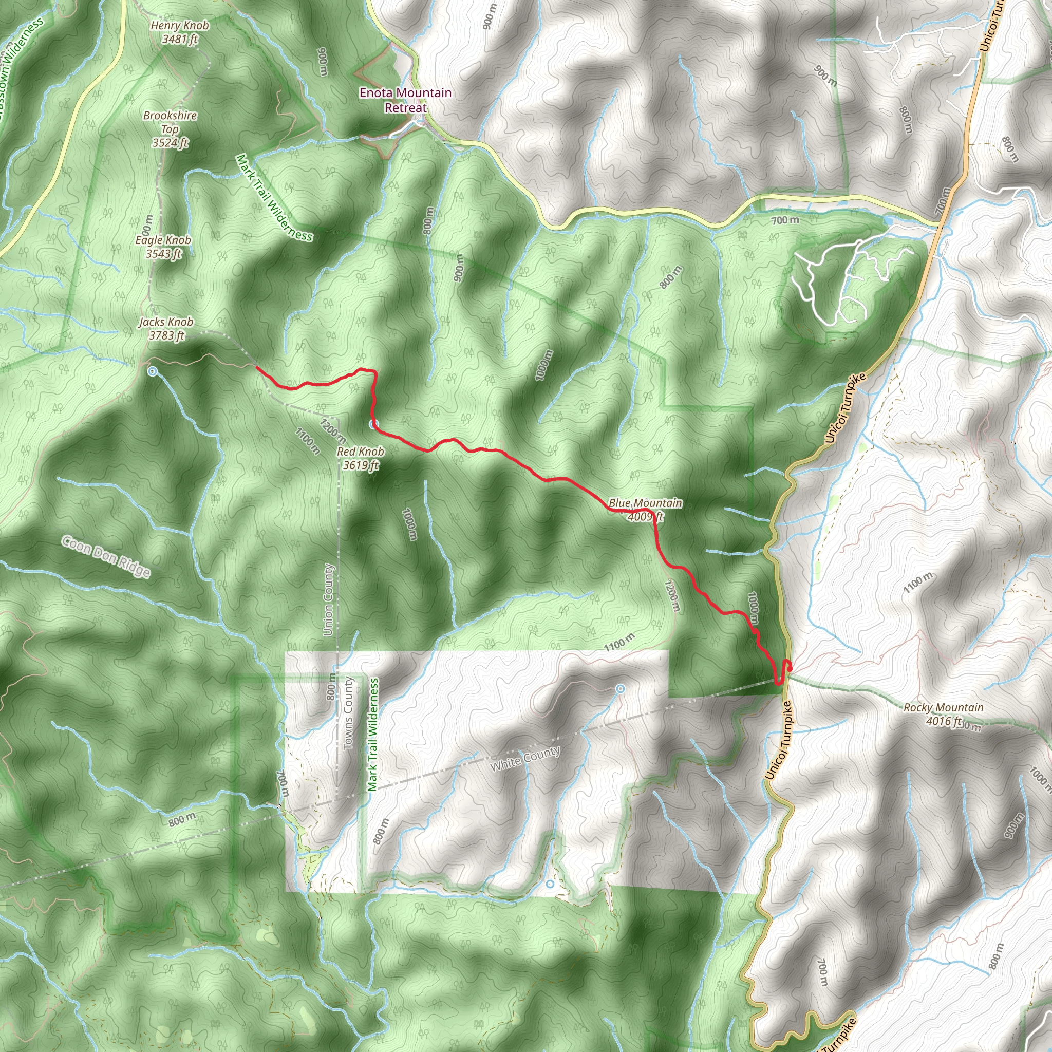 Blue Mountain and Appalachian Trail mobile static map