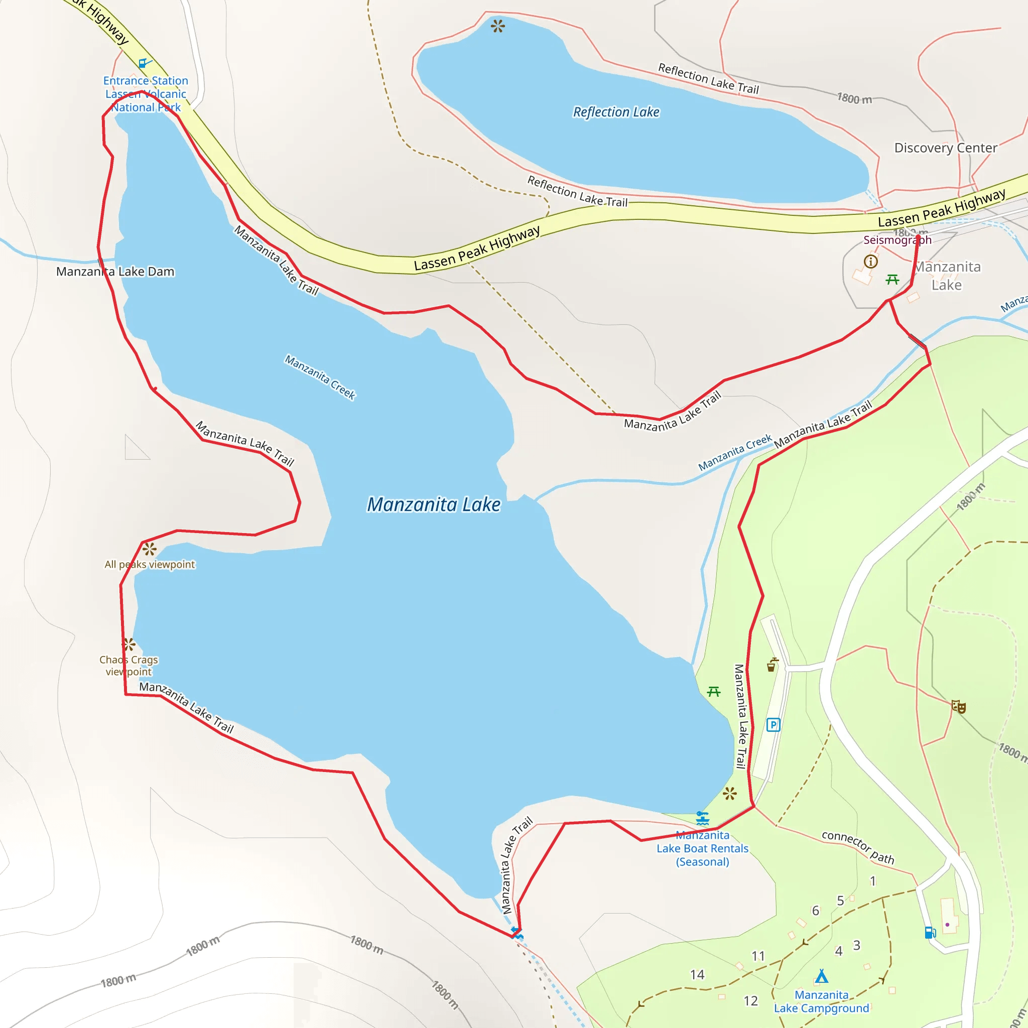 Manzanita Lake Loop mobile static map
