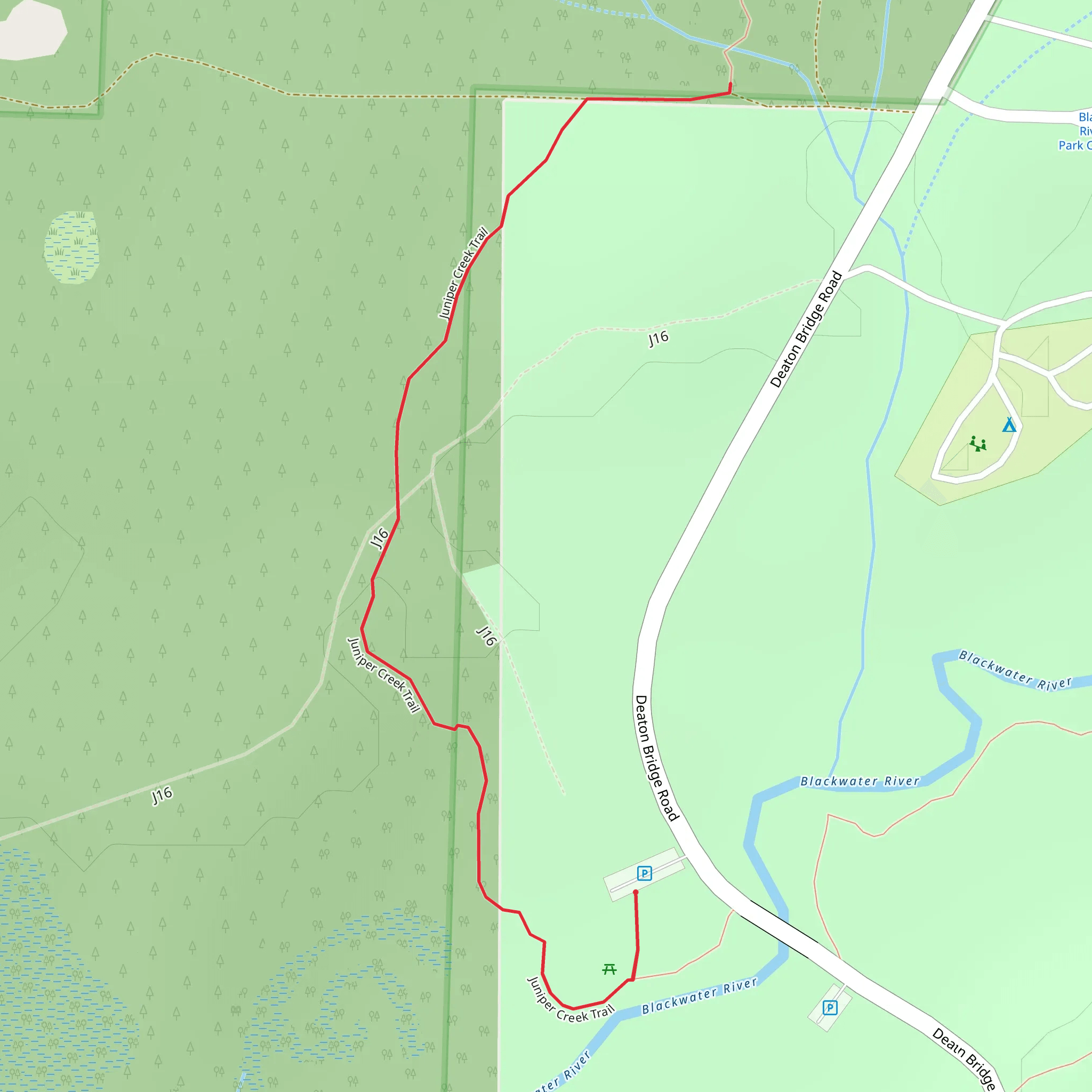 Juniper Creek Trail Out and Back mobile static map