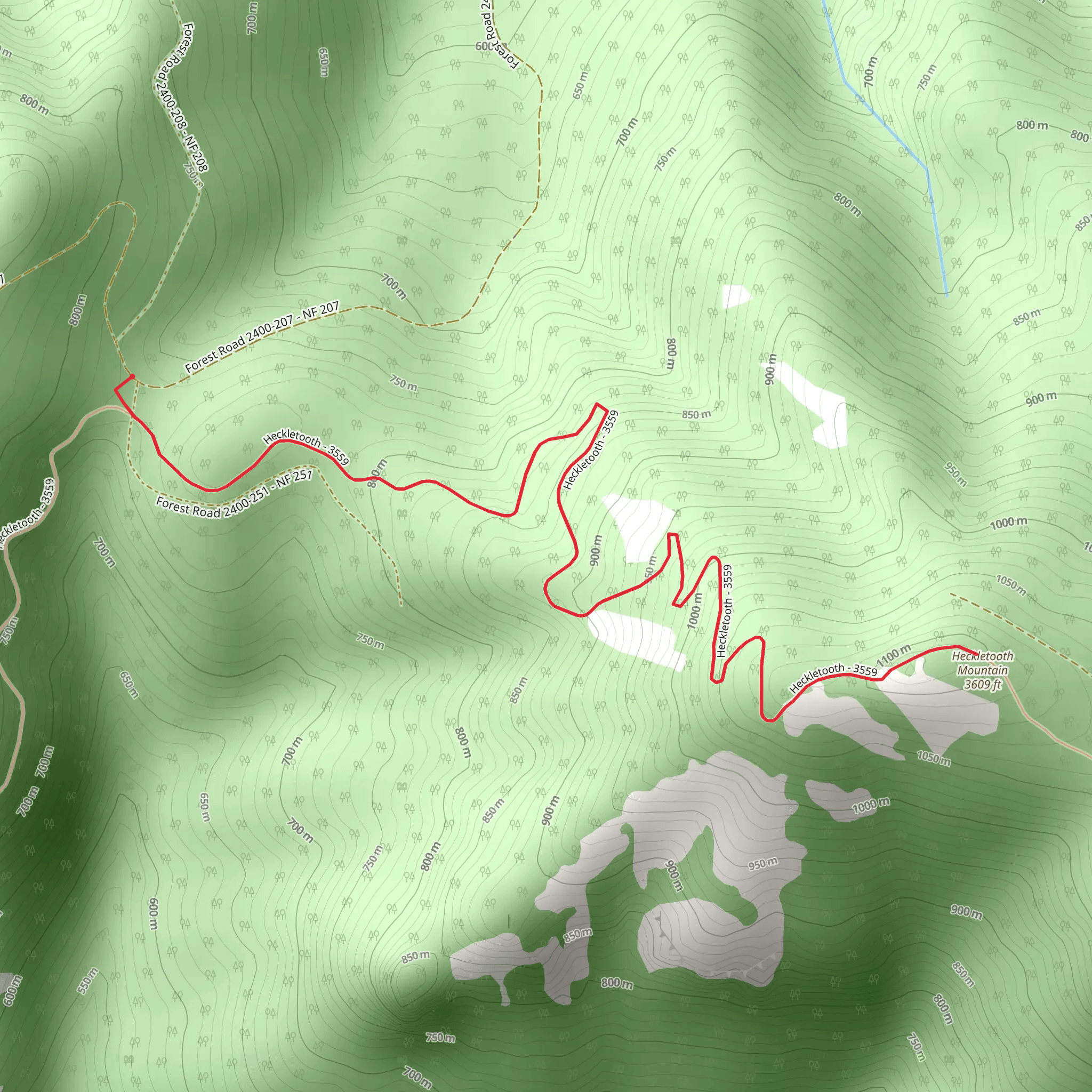 Heckletooth Mountain via Eugene to Crest Trail mobile static map
