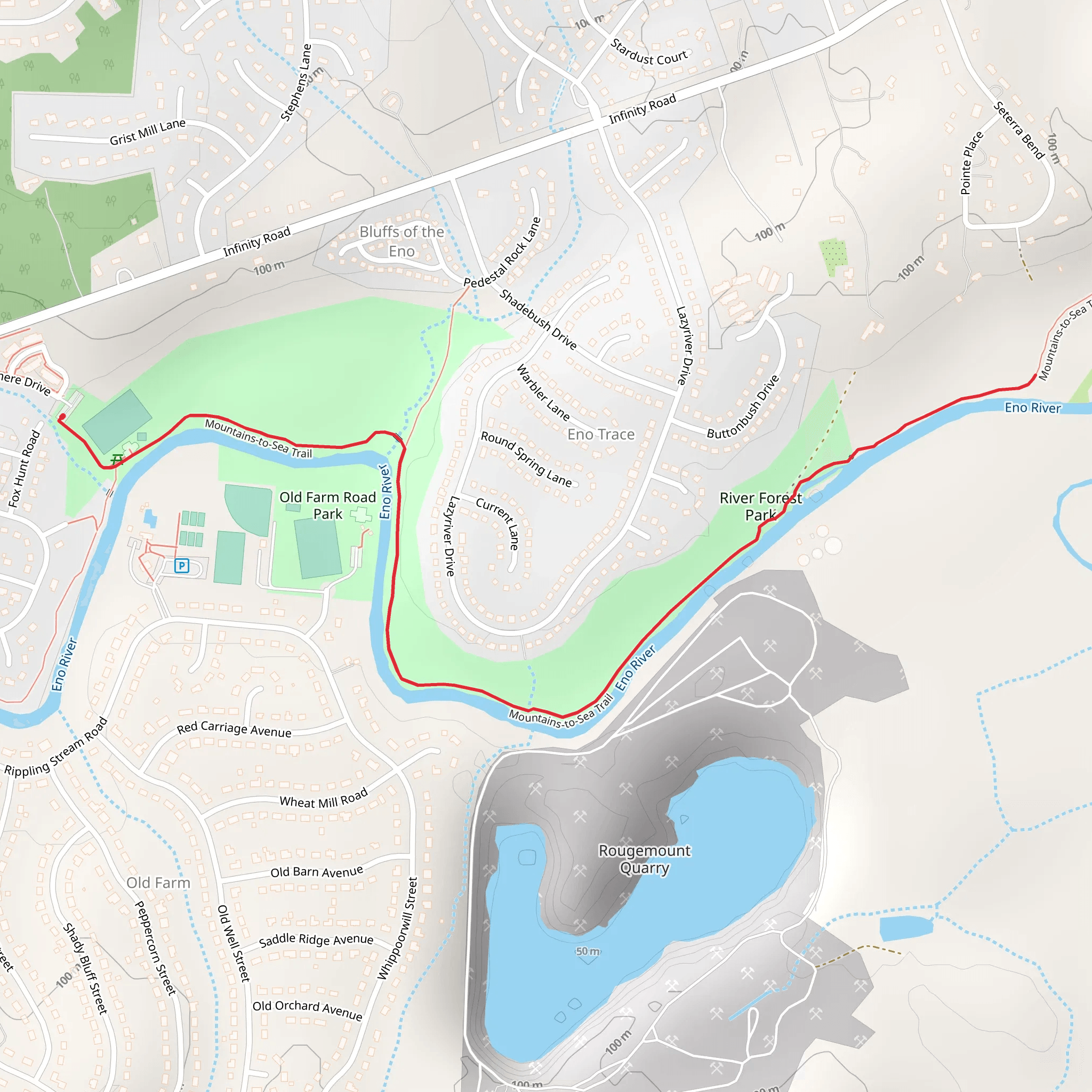 Mountains-to-Sea Trail from Windermere Drive mobile static map