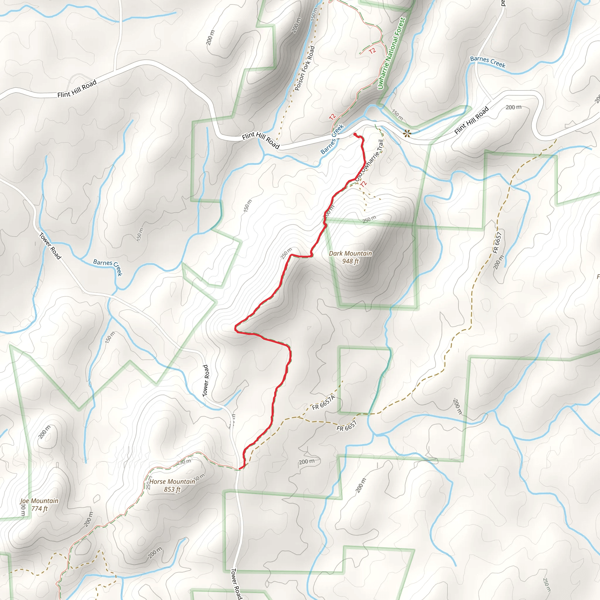 Uwharrie Trail - Flint Hill Road mobile static map