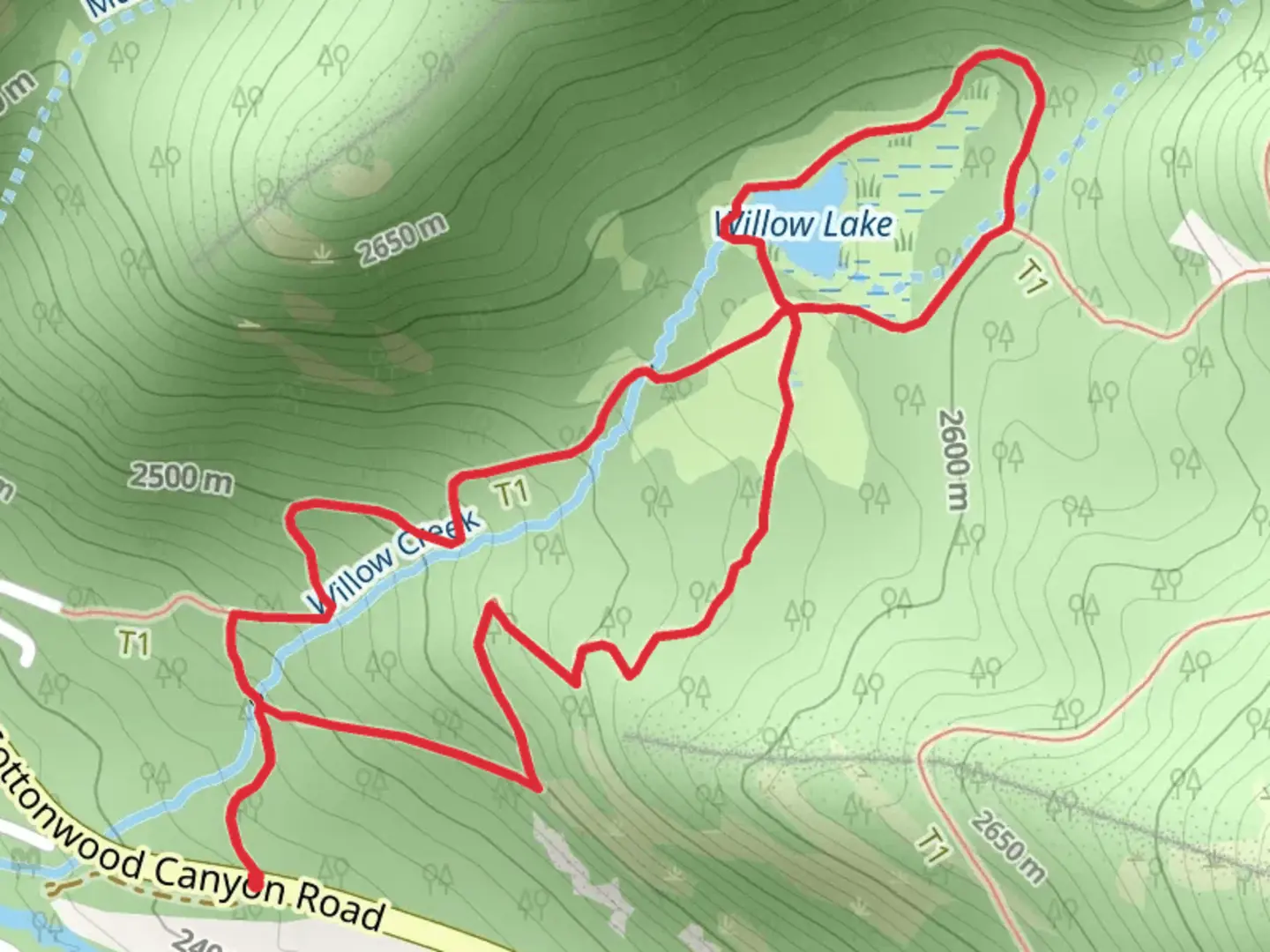 An image depicting the trail Willow Lake Loop Trail and its surrounding area.