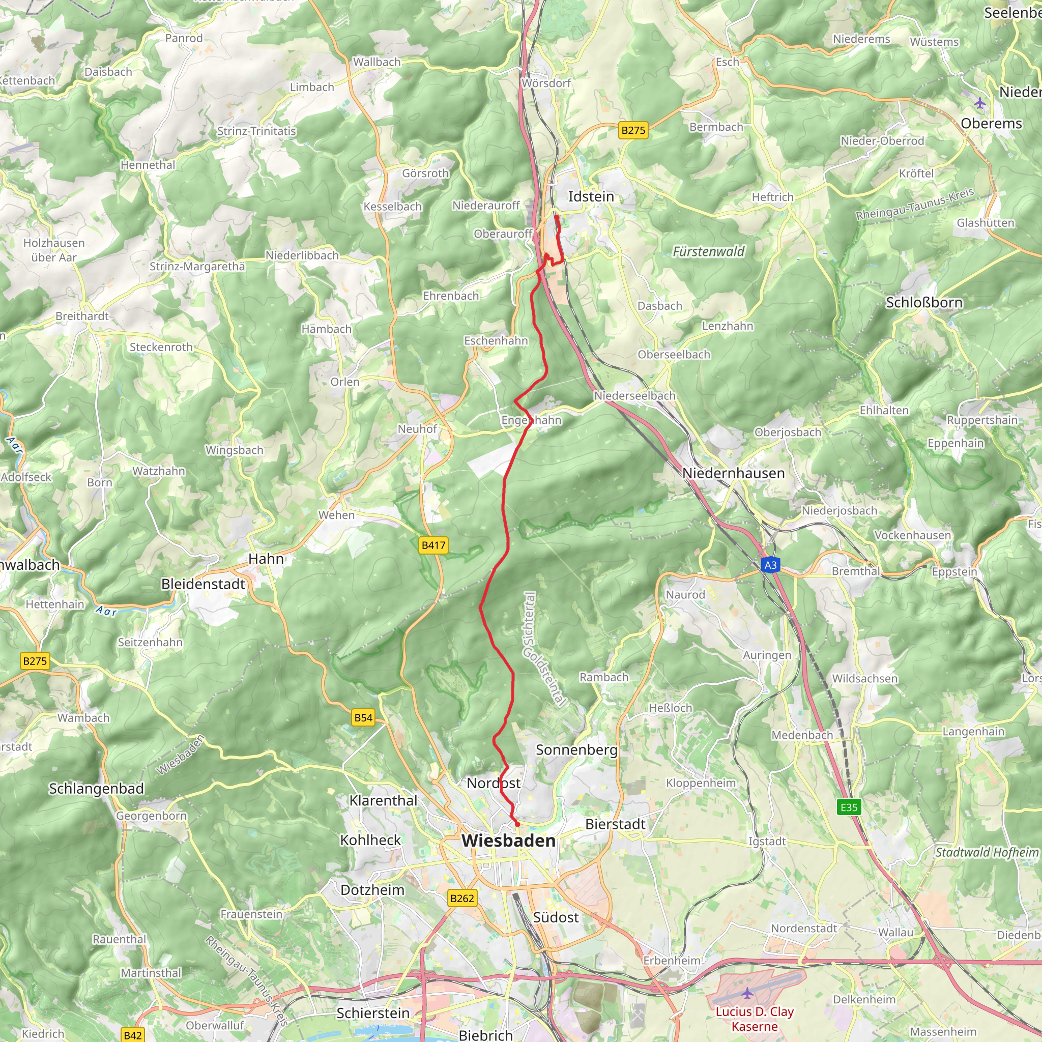 Idstein to Wiesbaden Walk mobile static map