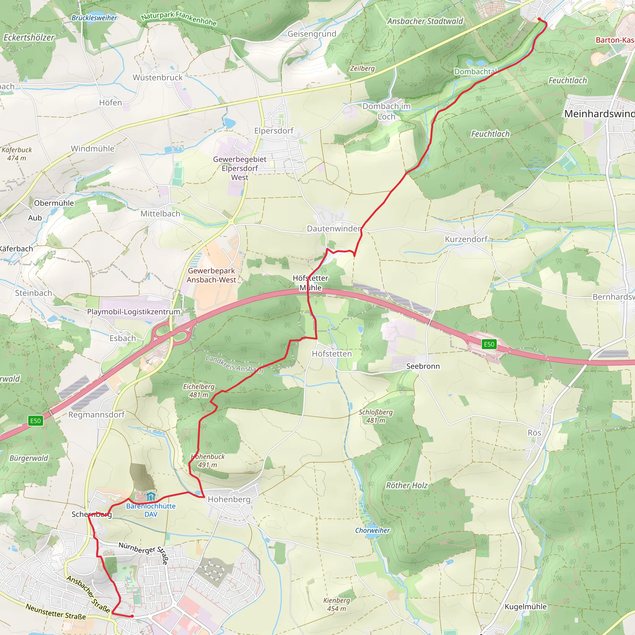 Herrieden - Ansbach mobile static map