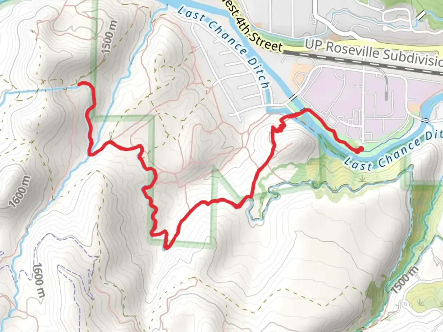 An image depicting the trail Steamboat Ditch Trail and its surrounding area.