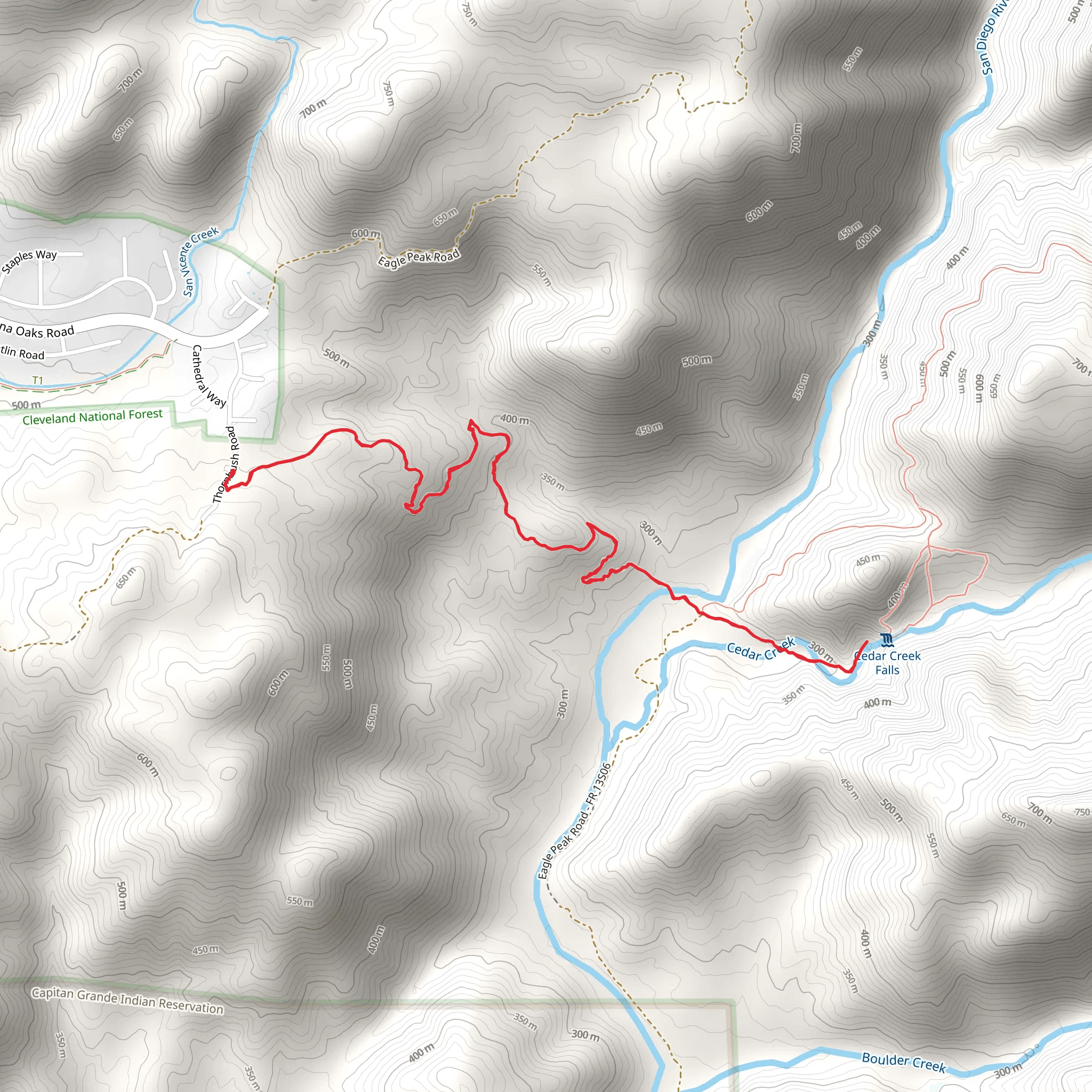 San Diego River Gorge Trail mobile static map