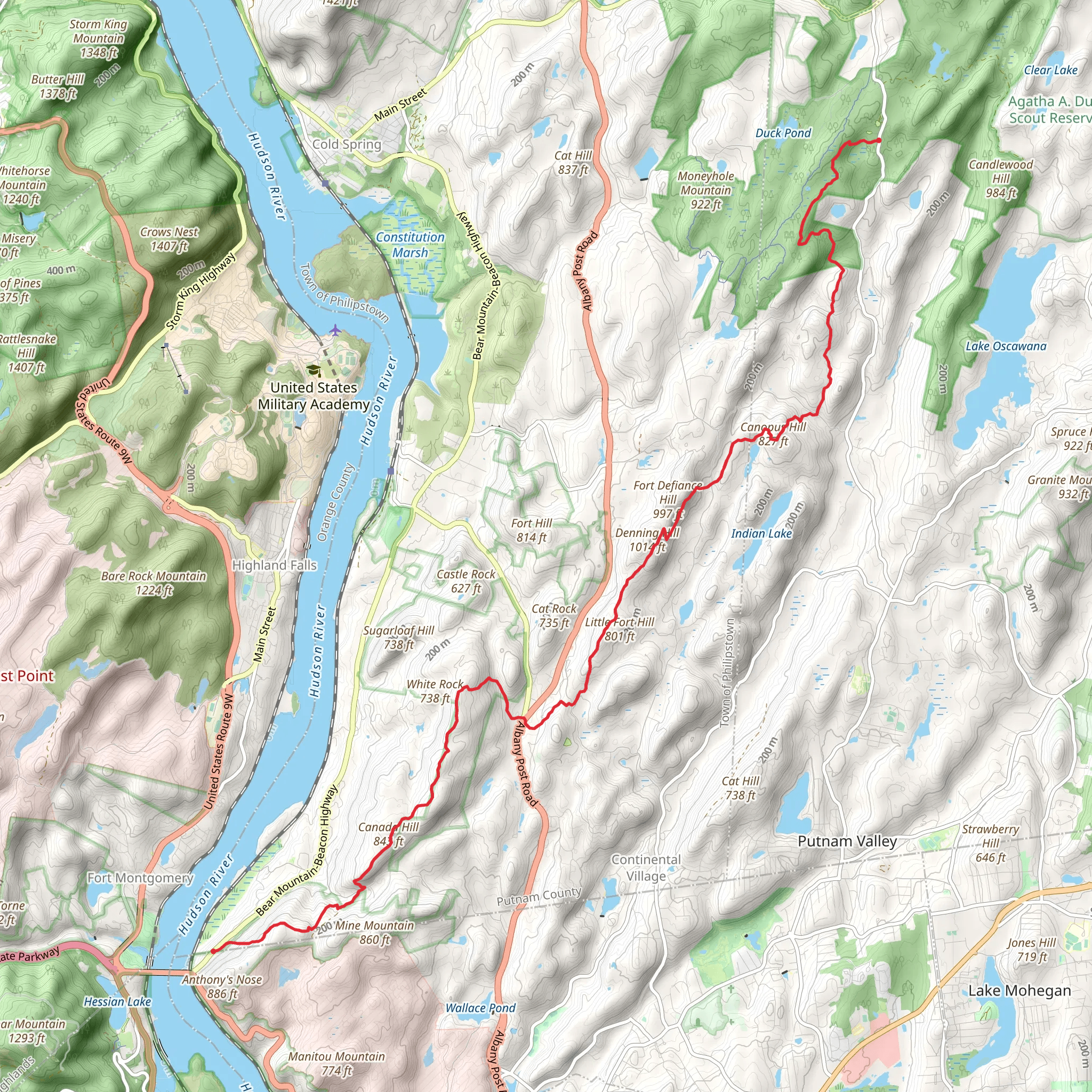 Little Fort Hill and Denning Hill from Bear Mountain-Beacon Highway mobile static map