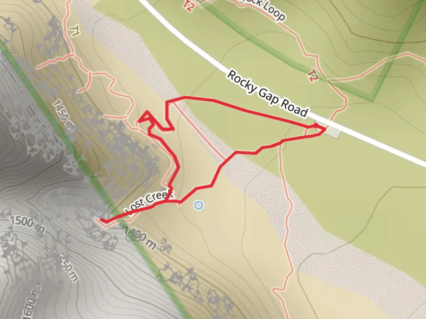 An image depicting the trail Lost Creek Loop and its surrounding area.