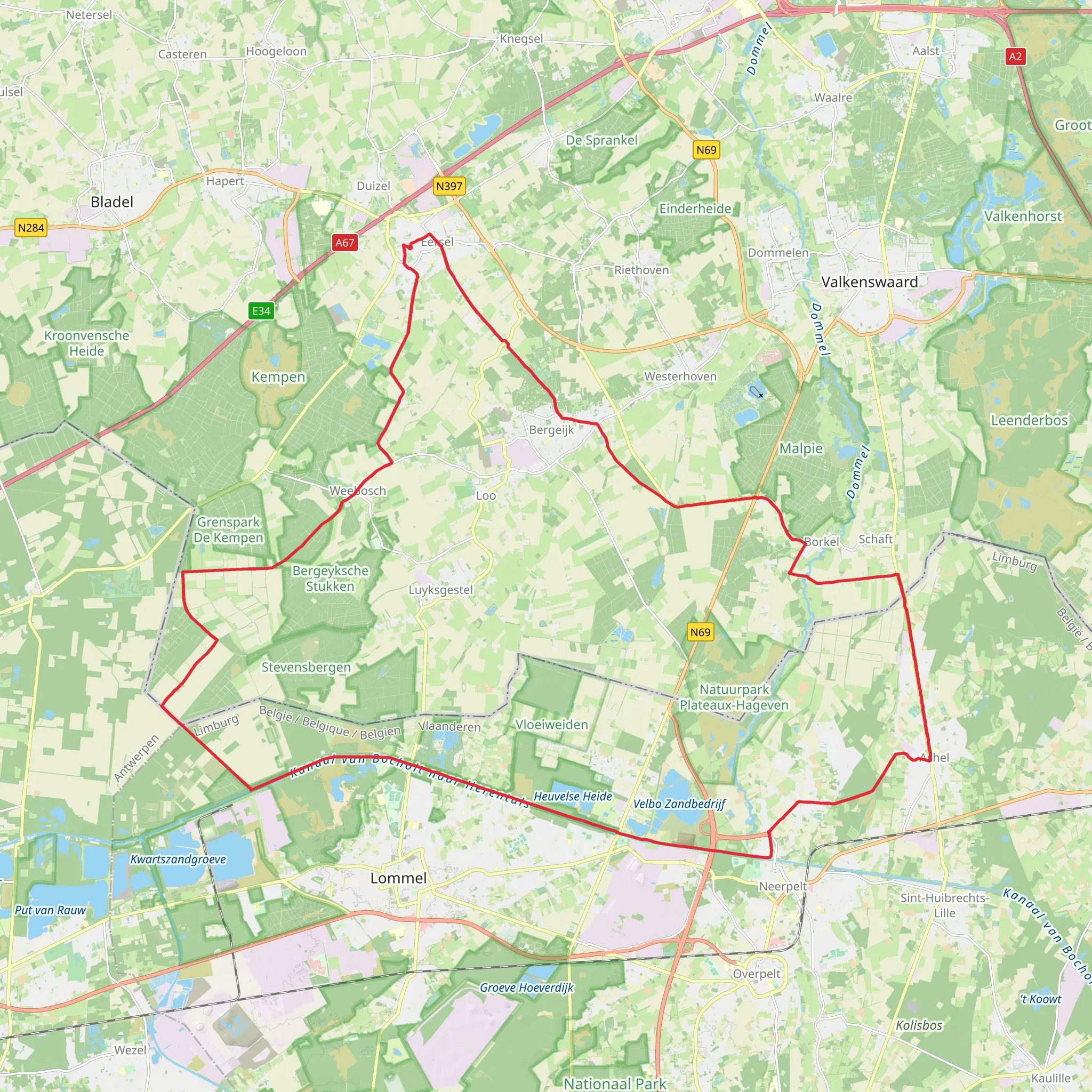 Postelse Heide, Borkelsche Heide and Bergerheide Loop mobile static map