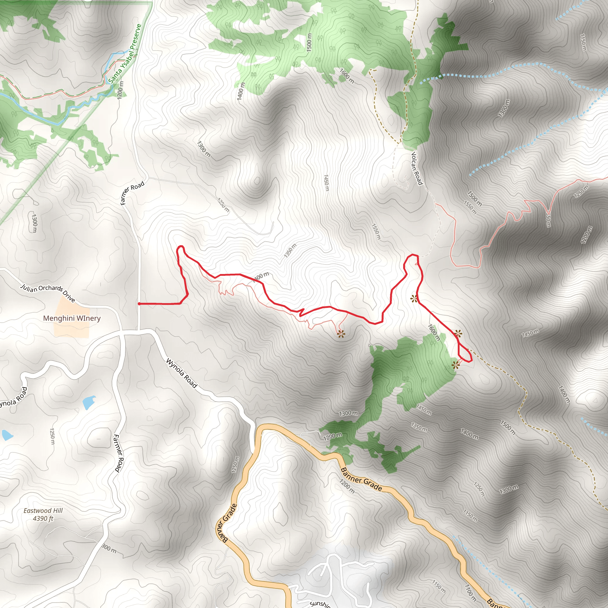 Volcan Mountain Trail mobile static map